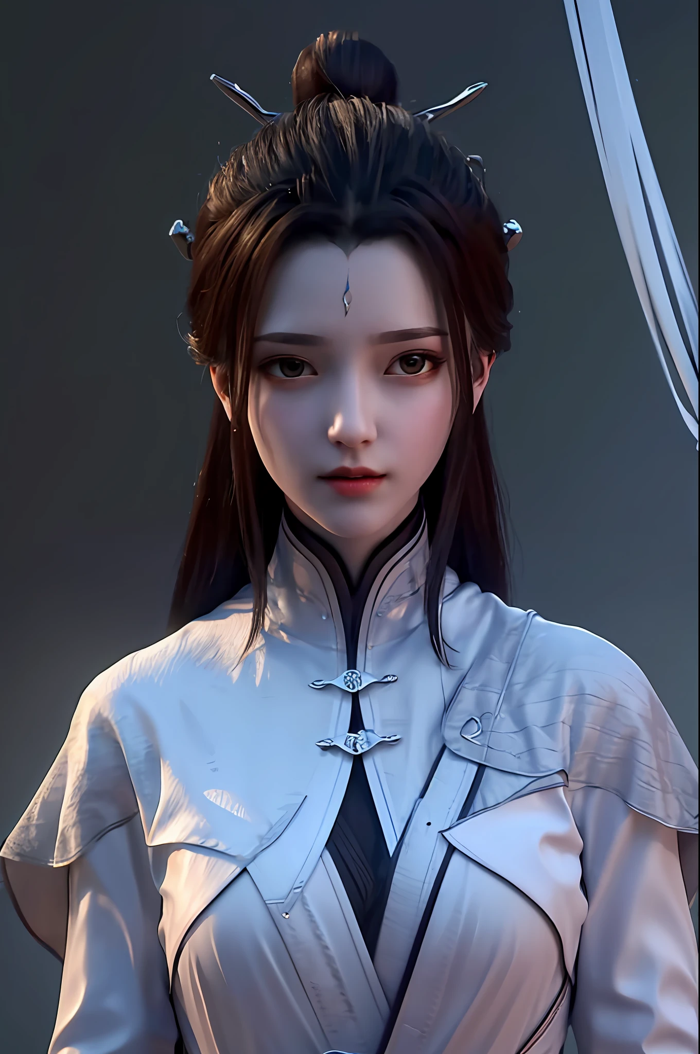 best quality,highres, high resolution, 4k,professional lighting, front lighting,physically-based rendering,masterpiece, (upper body), a girl, luxueqi, solo, looking at viewer,