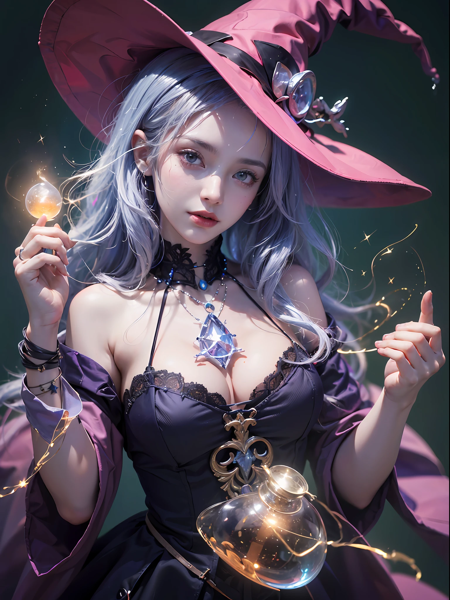 1girl, (((witchcore, witchcraft,))) , magician, spell magic, ((magic in hand)), (( light magic)), (masterpiece, best quality:1.4),(absurdres, highres, ultra detailed:1.2),(using light magic:1.4), striking visuals, upper body ,,(((best quality))),(((ultra detailed))),(((masterpiece)))
