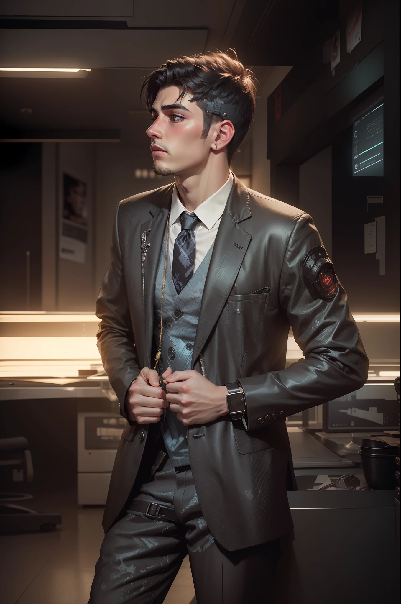 Change background cyberpunk handsome boy, realistic face, 8k, ultra realistic,