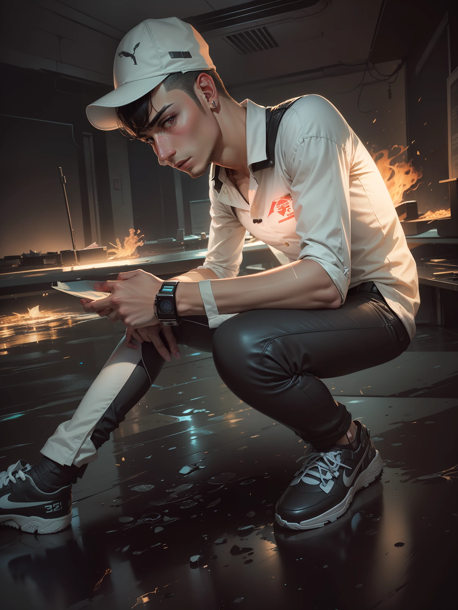 Change background cyberpunk handsome boy, realistic face,