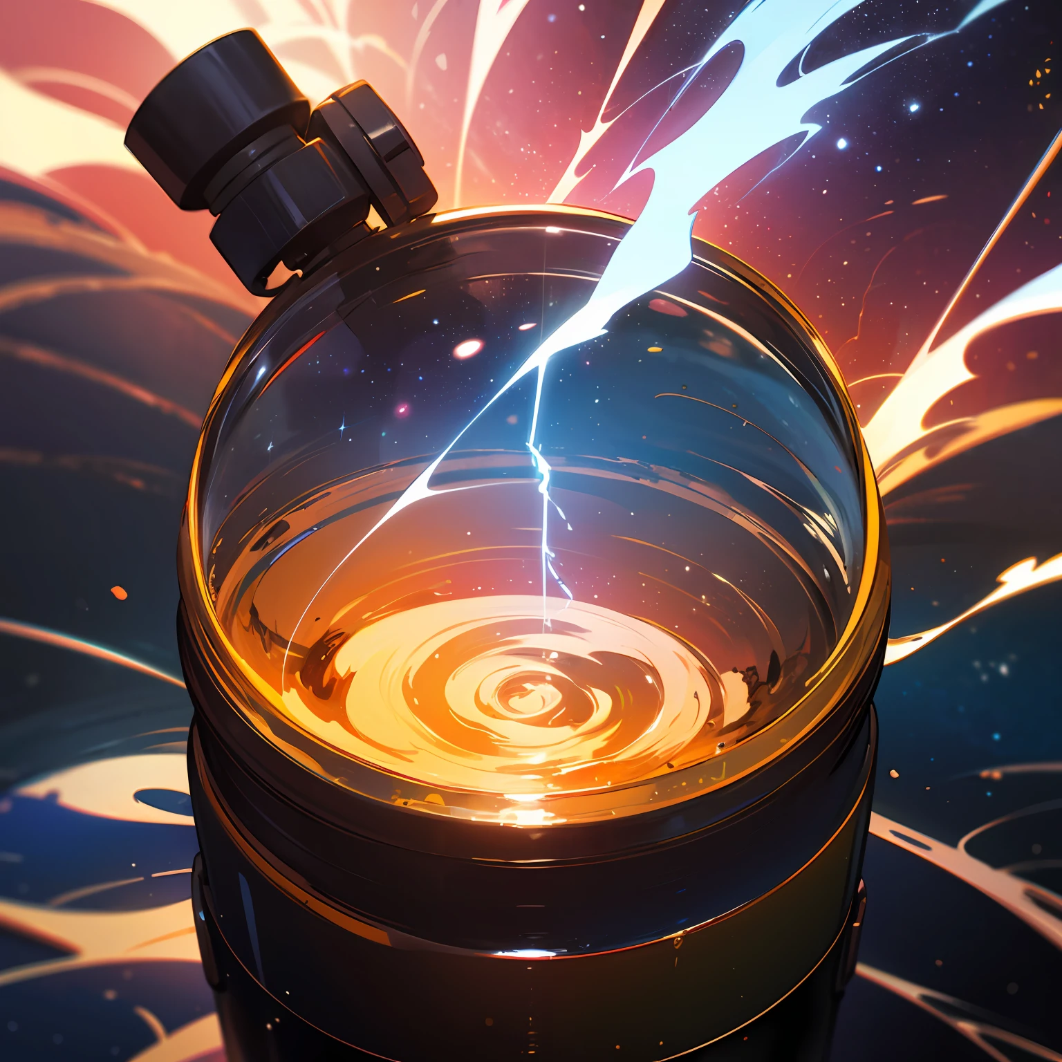 An entire universe contained inside of a glass jar, super realistic, hyper detailed, dramatic lightning, 4k --auto