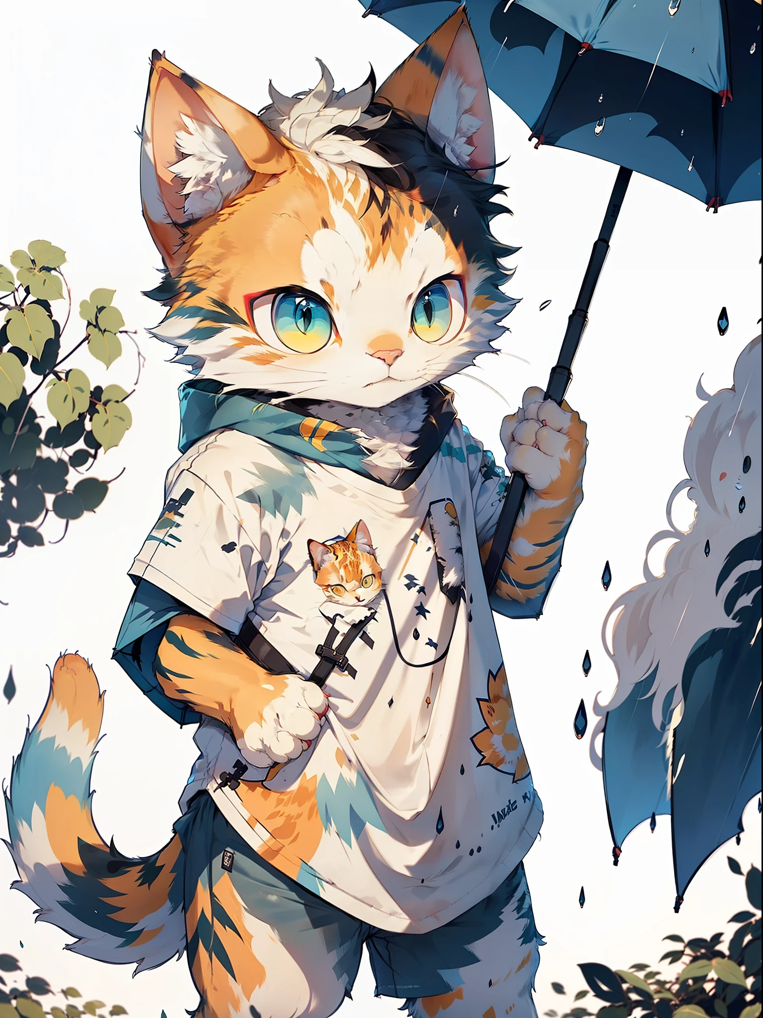 Get ready to weather any storm with this amazing t-shirt! Featuring a cuddly cat holding his umbrella, this print is perfect for cat lovers and anyone who wants a little extra protection from the rain. Wear this t-shirt to show your love for felines and your determination to brave any bad weather that comes your way!