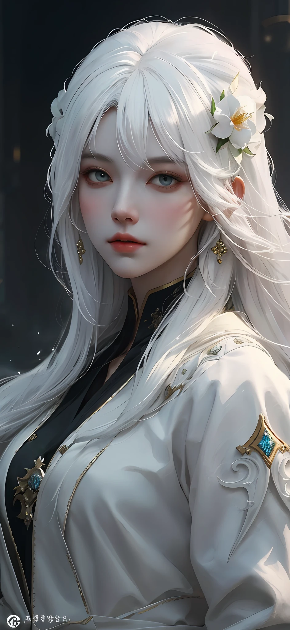 a close up of a woman with white hair and a white mask, beautiful character painting, guweiz, artwork in the style of guweiz, white haired deity, by Yang J, epic exquisite character art, stunning character art, by Fan Qi, by Wuzhun Shifan, guweiz on pixiv artstation