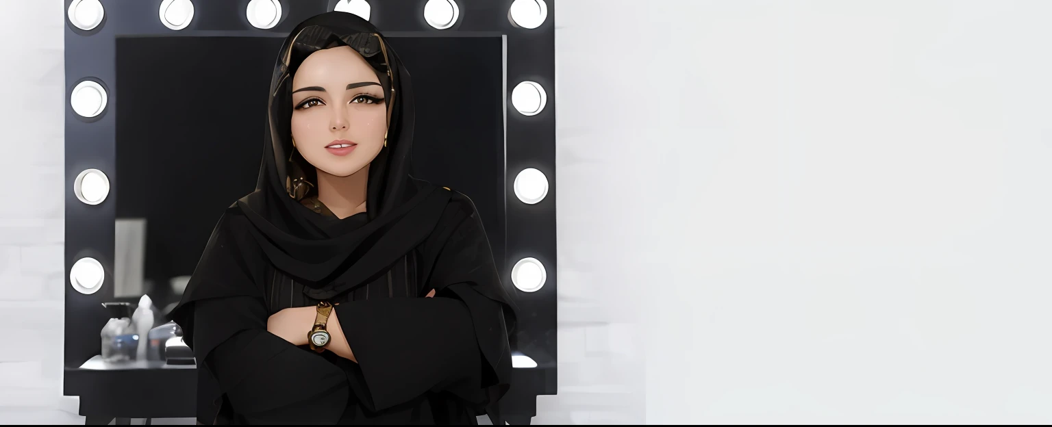 arafed woman in black sweater standing in front of a mirror, ameera al taweel, tanned ameera al taweel, ameera al-taweel, arab ameera al taweel, inspired by Maryam Hashemi, african ameera al taweel, arab ameera al-taweel