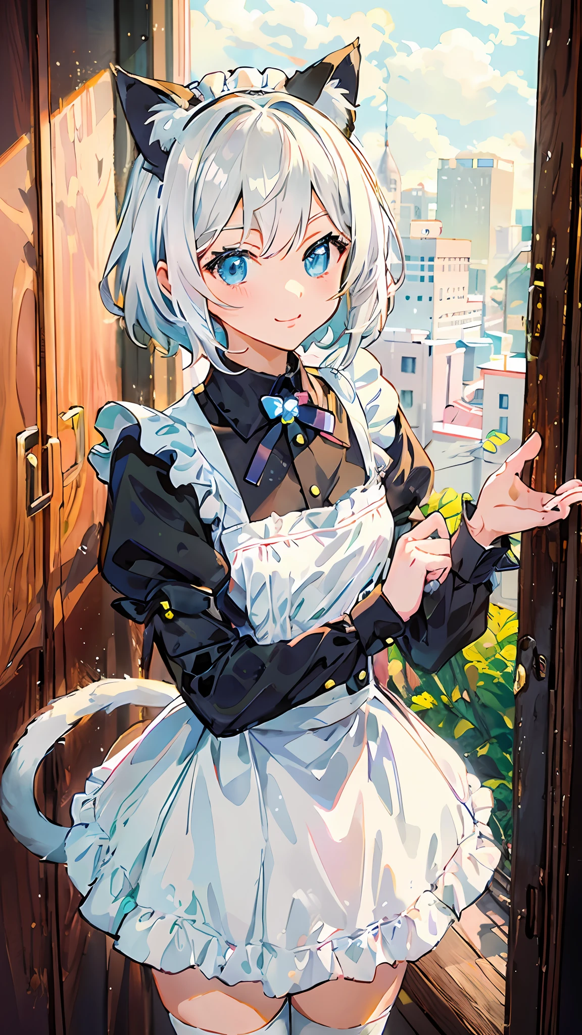 Anime characters wear maid costumes，Cat ears and tail, anime cat girl in a maid costume, anime girl in a maid costume, cosplay of a catboy! maid! Dress, Maid outfit, gorgeous maid, loli in dress, Maid dress, cute anime catgirl, beautiful anime catgirl, maid, anime catgirl, anime girl with cat ears