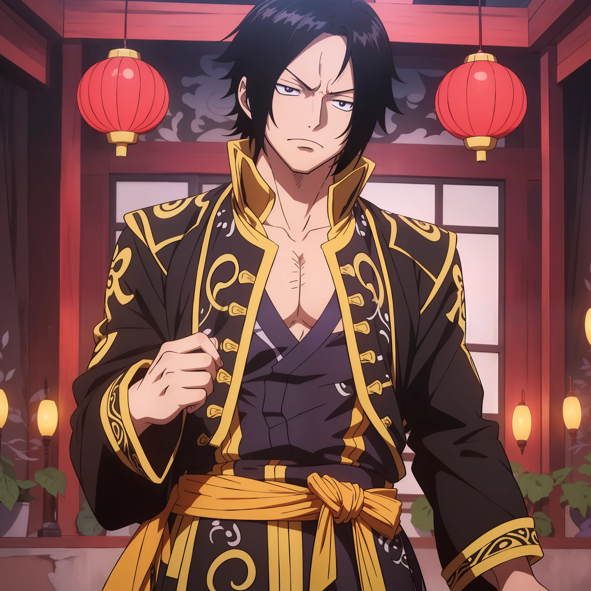 A young anime man with long black hair and a 18-year-old anime man wearing a red wedding banquet Han costume，（Frow expression 1.5）（Rage 1.2）（The background is room 1 of ancient China.5）Anime style 4 K，Anime rendering，style of anime。8k，Handsome anime face，Handsome costume boy（Upper body display 1.5）（Handsome boy 1.3）（Cinematic lighting 1.5）Vicissitudes 1.5