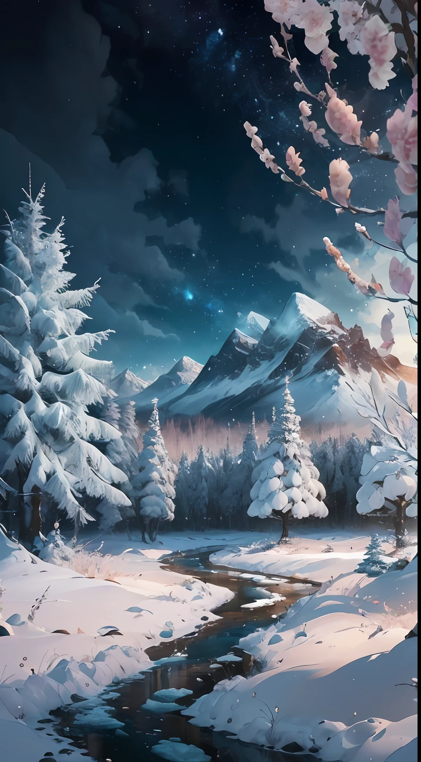 杰作,best possible quality,high qulity,Extremely detailed CG unified 8k wallpaper,The vast and quiet taiga stretches to the horizon,Dense greenery gathers harmoniously,A fresh breeze whispers through the leaves,The frozen ground was covered with crystal snow, Create stunning and tranquil landscapes, Background bokeh, deep of field, hdr, blooms, color difference, 真实感, intensely detailed, Trends on ArtStation, Trends on CGSociety, intricated, high detailes, Dramatic, a poster for the movie,art by midjourney --auto