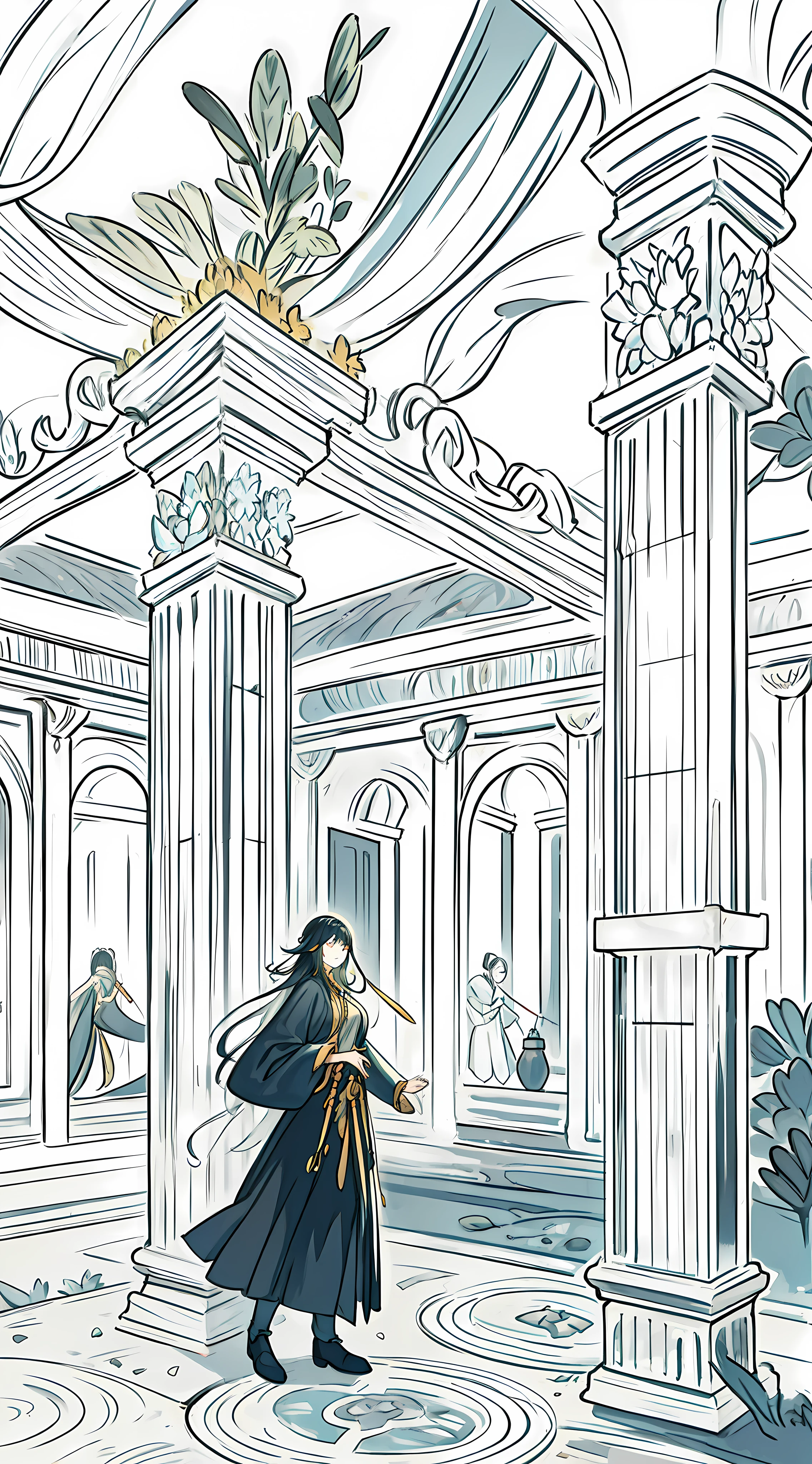 The ancients were drinking in the vast palace,Beautiful magnificent house,Intense and dramatic imagery,