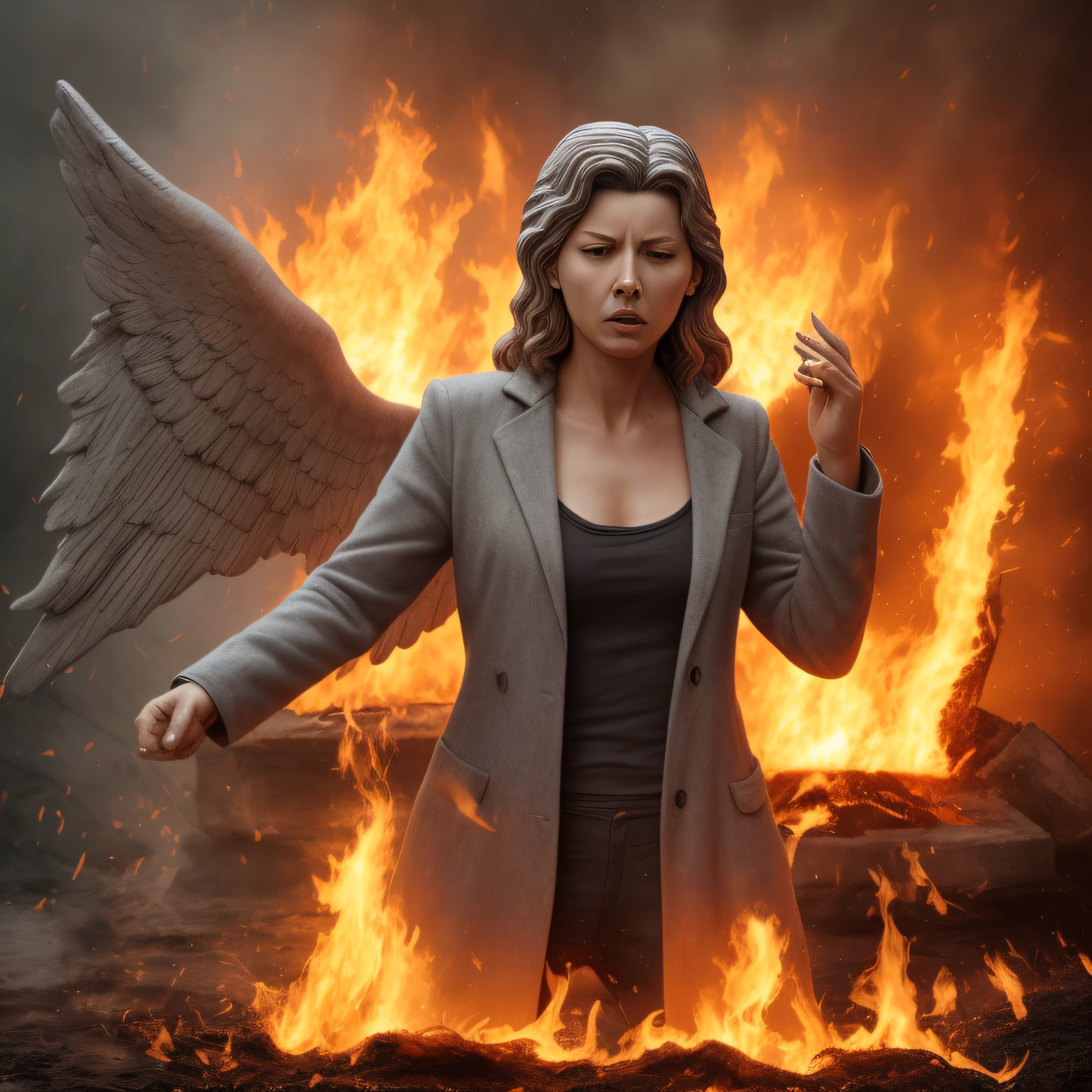 doctor who Weeping Angel on fire --auto