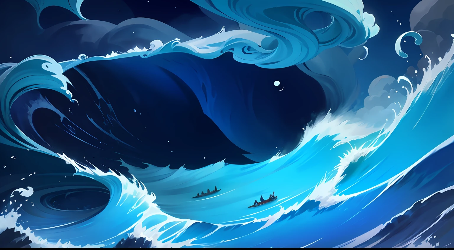 Cartoon illustration riding the wind and waves,the waves,spray, akira from chinese mythology, the god of the sea, the god poseidon, god of the ocean, Inspired by Huang Shen, atlantean warrior, furious god Zeus, Guan yu, Taoist