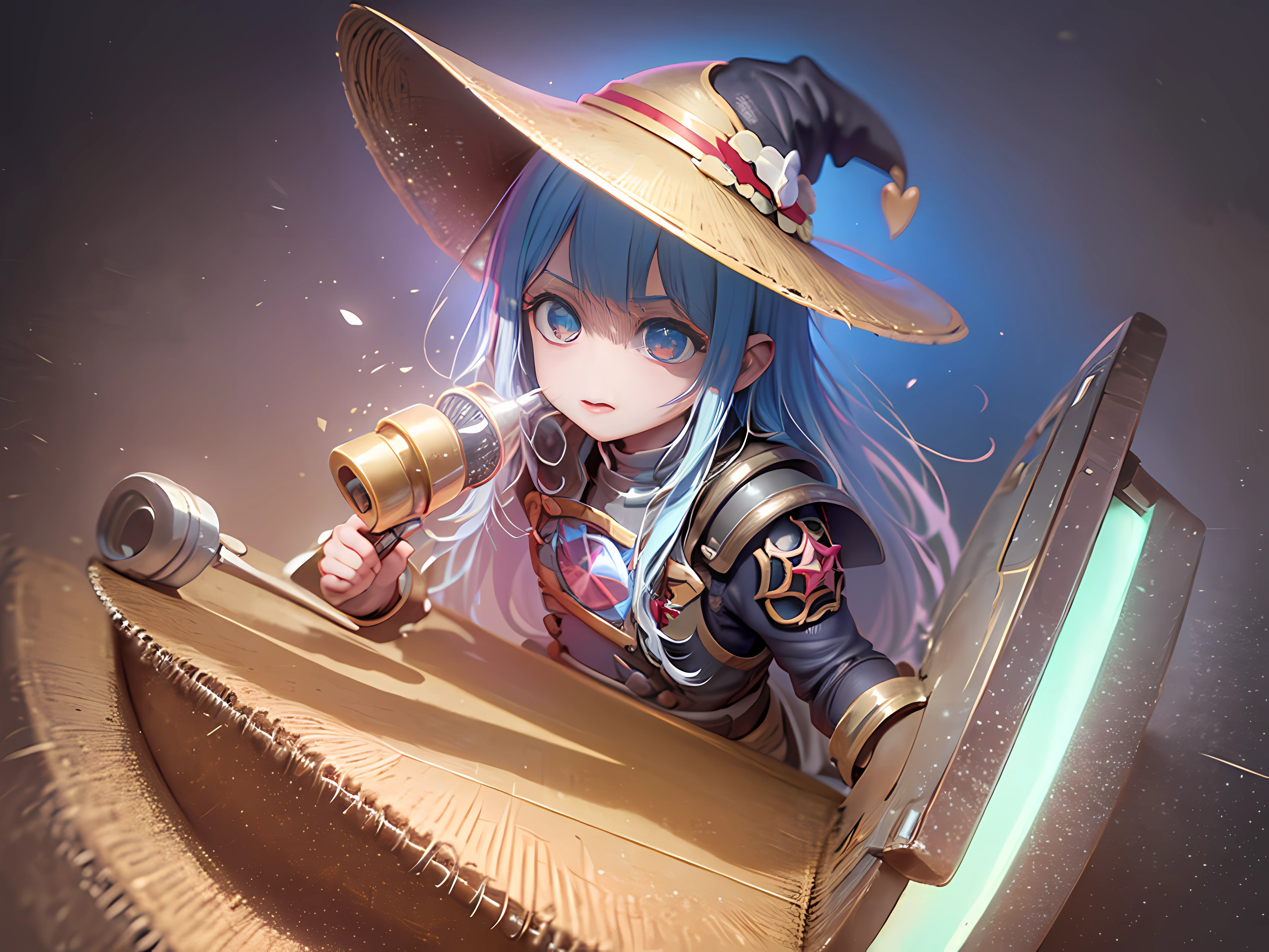 The little witch holds the magic shield,Behind him stood the dragon,It's all around rainbows,(RAW photos,Best quality),(逼真,photo realistic:1.3)Net masterpiece,fine detailed,nmasterpiece,ultra detaile,highly resolution,(best illustrations),(best shadow),Complex Bright Light