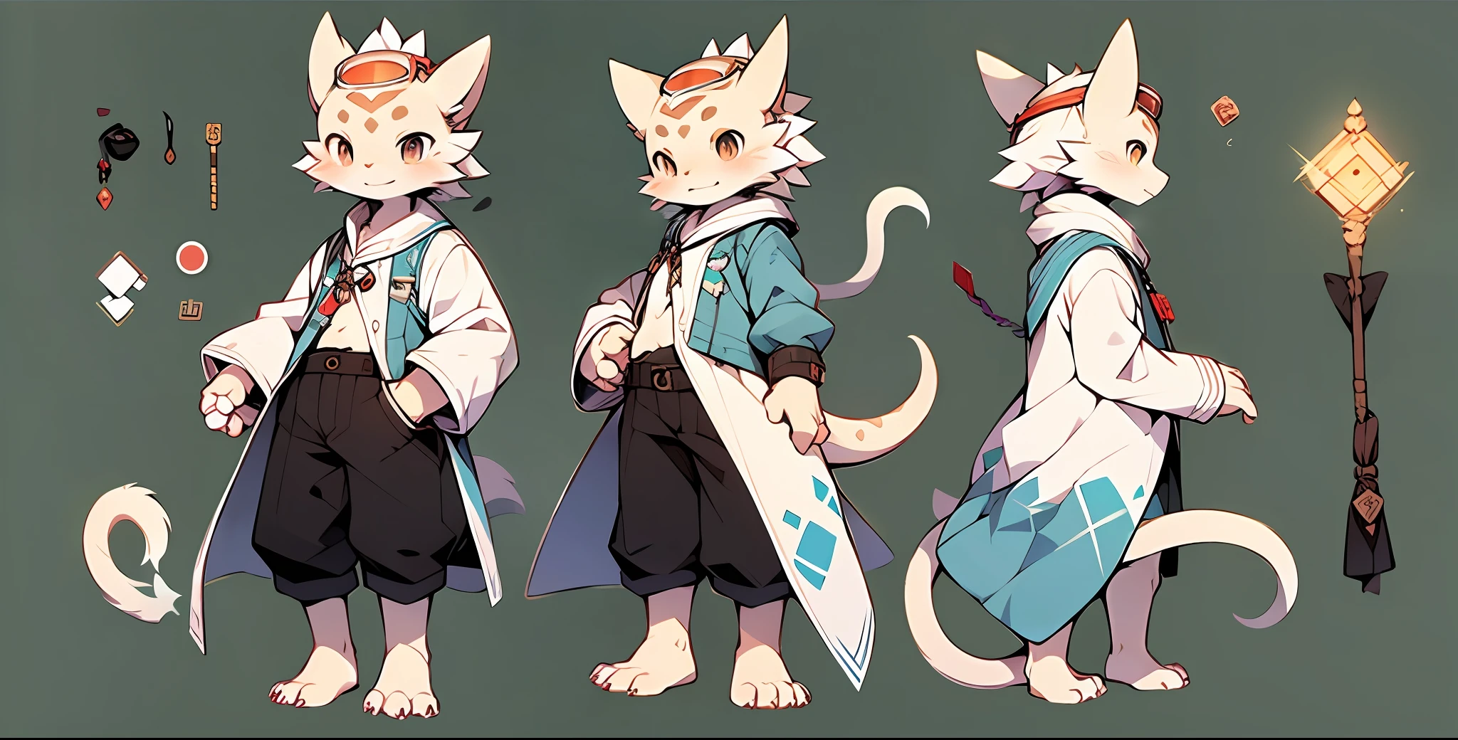drak， Light blue scales， Q version， Cutes， to stand， Master masterpieces， highly resolution，8K，detailedbackground，hight quality，Libido boy，（by Dagasi：1.1），独奏，( ( characterconcept art，reference sheet，individuality，character design sheet) )，(mandara，satchel，mailman，correspondence，protective goggles，A barefoot：0.6)，