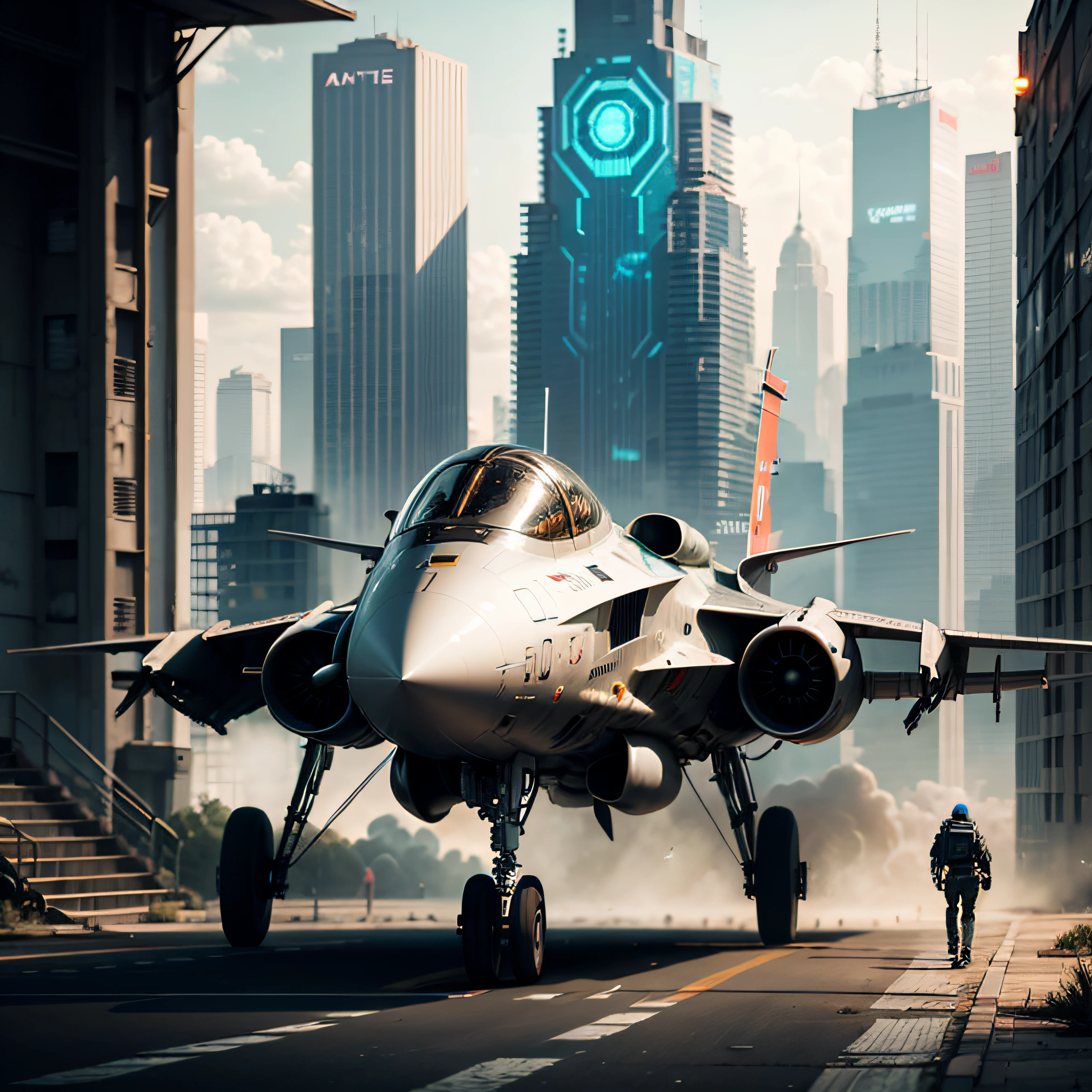 rafale aircraft cyberpunk style in the future --auto