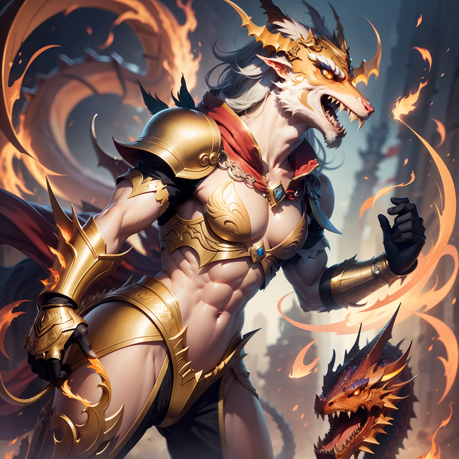 A long sword burning with blue flames,The hilt of the sword is carved with the decoration of the dragon's head --auto