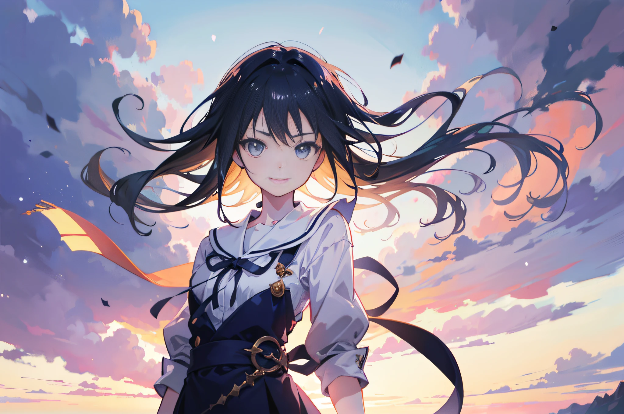 smile on face、delightful、a whole body、standing a、an anime girl, Anime Boy, a digital rendering, makoto shinkai art style, Makoto Shinkai, アニメ, extremely detail、8k