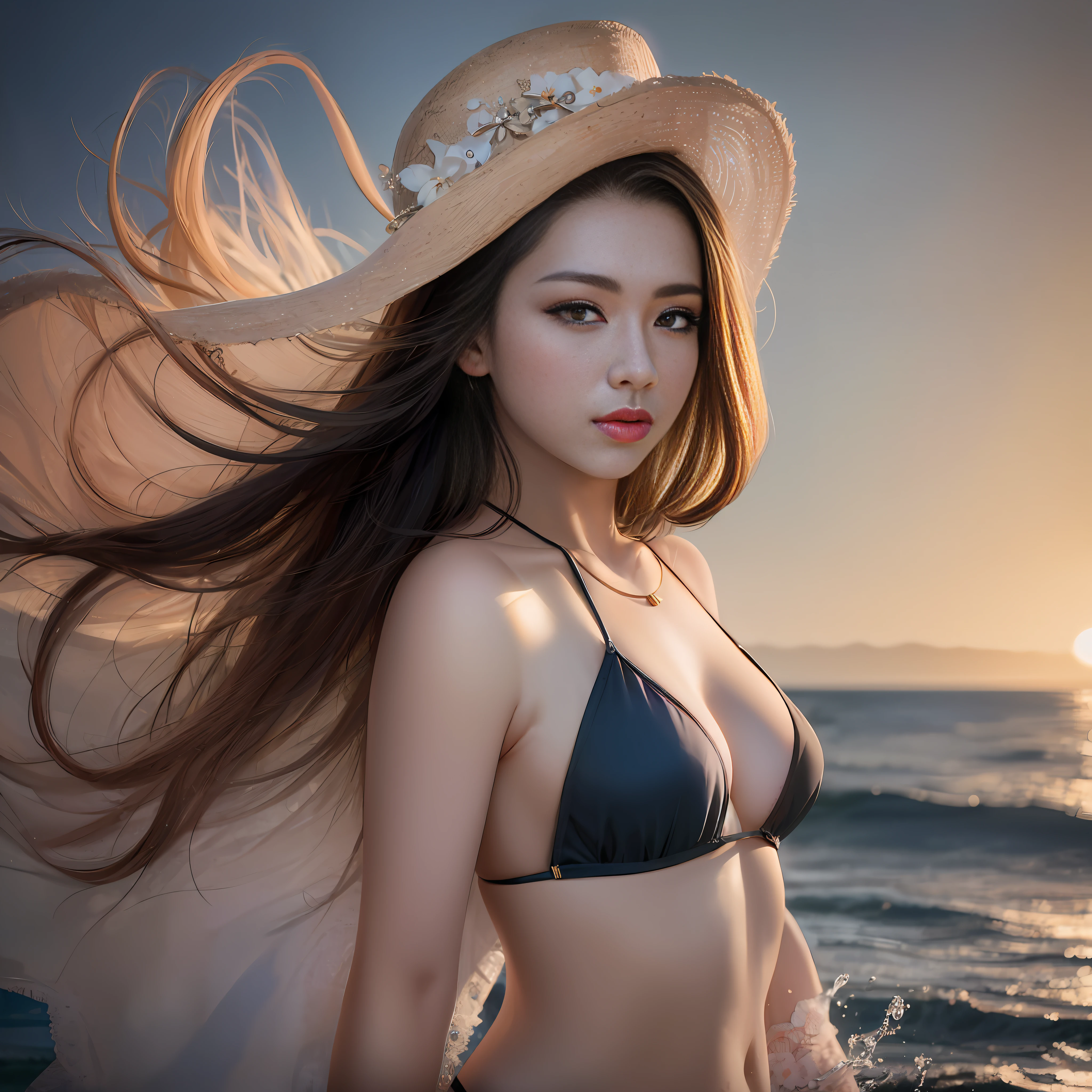 arafed woman in a bikini and hat standing in the water, Beautiful Asian Woman, Asian girl with long hair, Beautiful Asian Girl, beautiful korean woman, Beautiful young Korean woman, Gorgeous young Korean woman, hot with shining sun, Beautiful young asian woman, attire: Bikini, beautiful sexy woman photo, Beautiful girl model, Beautiful Model Girl, beautiful japanese girls face