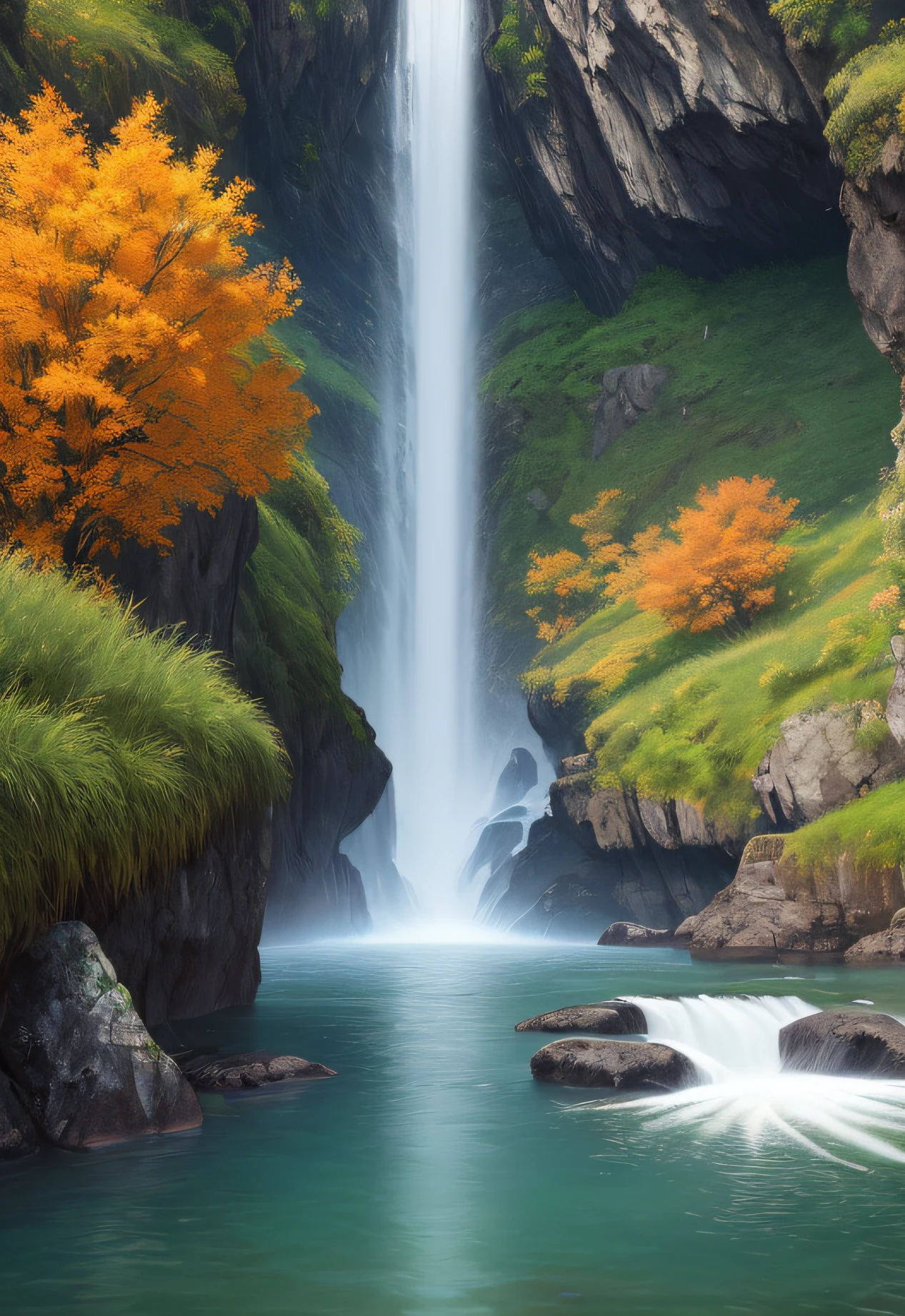 landscape, water, (extremely detailed CG unity 8k wallpaper), most beautiful artwork in the world, professional majestic oil painting, intricate, High Detail, Sharp focus, dramatic, photorealistic painting art