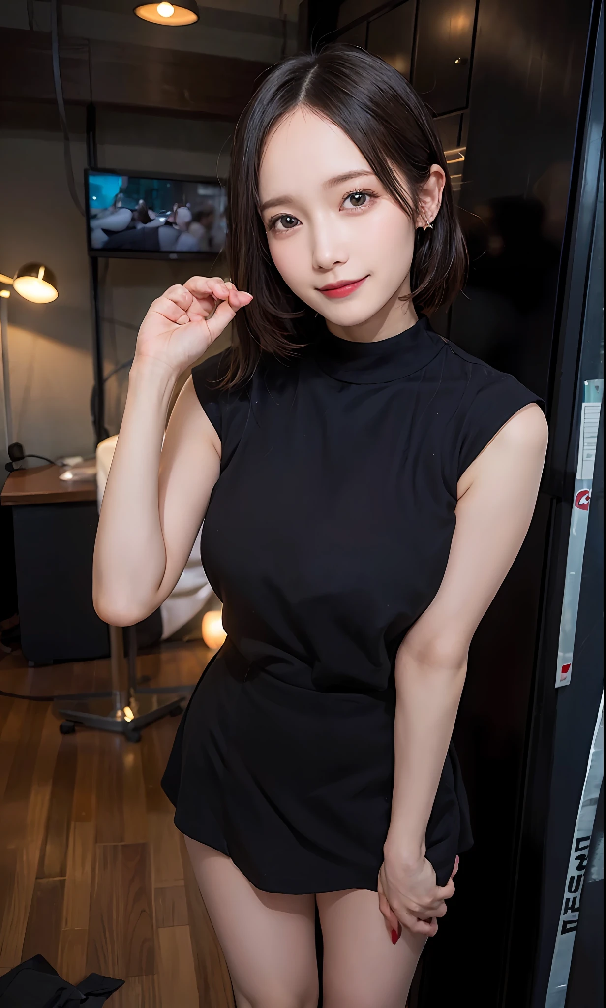 (Raw photography:1.2)、Top Quality、beautiful detailed girls、a blond、smile on face、Very detailed eyes and face、Beautiful detailed eyes、huge filesize、highly resolution、8K Wallpaper、Fine detail、Very detailed 8k wallpaper、Light on the face、Movie lighting、-yeld gisexy pose each other、(photo realism:1.4)、illutst、HugeBoobs、Burst breasts、gigant breasts、Miniskirt dress with a view of the valley、Miniskirt dress with thin fabric、Beautiful feet、Beautiful legs、Standing Pose