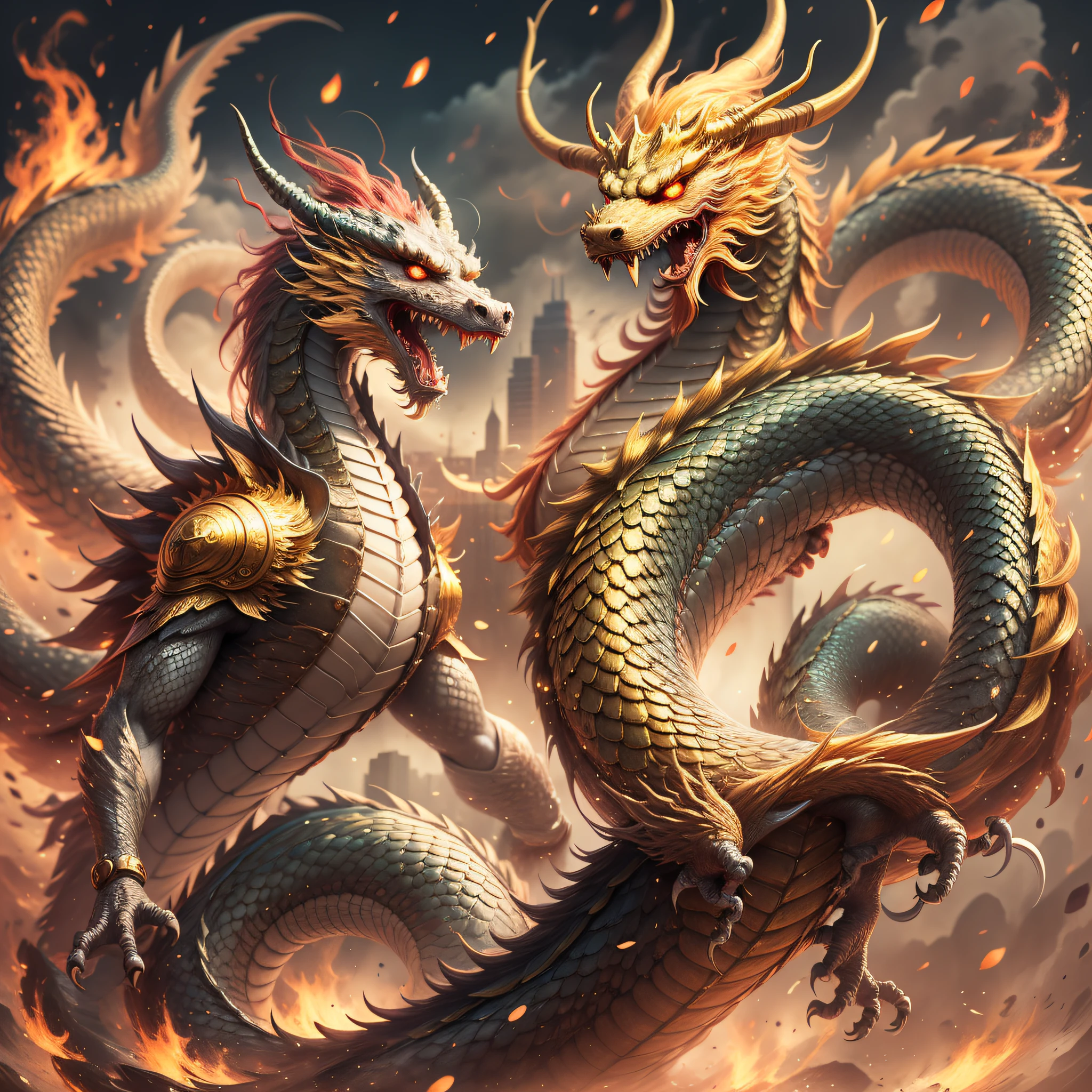 A golden dragon,Chinese wind,Anime style