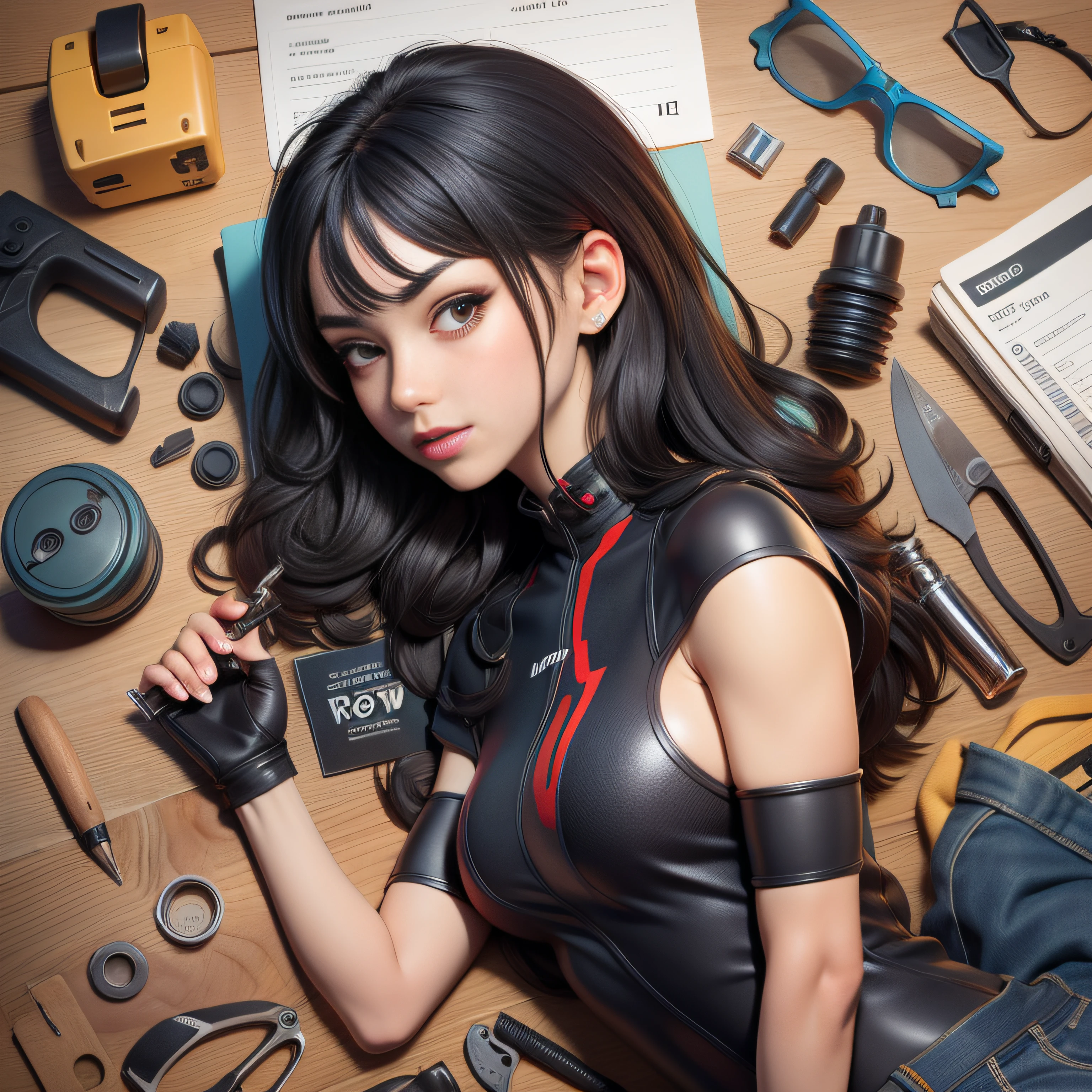 knolling of adult star, person&tools --Q 2 --V 5.2 --style raw