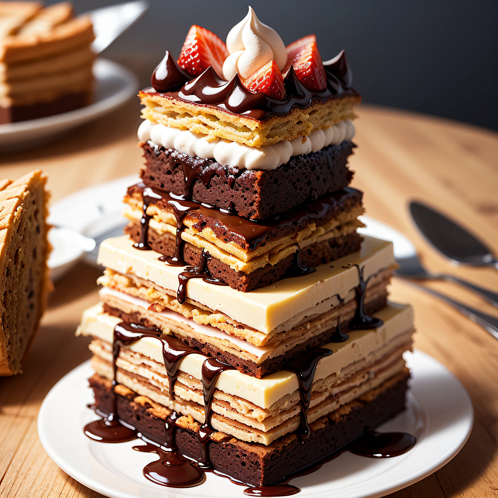 delicacies，kek，Wallpapers，Be authentic，Chocolate，Mille-feuille cake，delicacy --auto