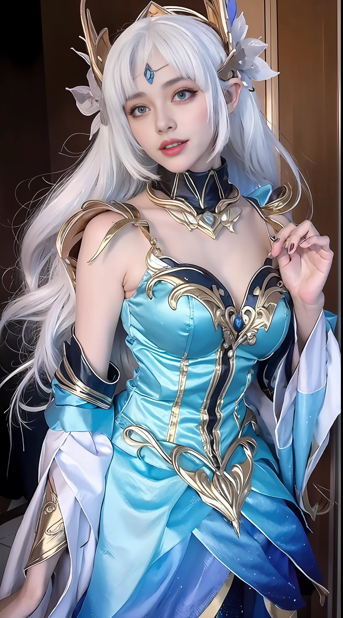 Close-up of a woman in a blue dress, very detailed Artgerm, Irelia, IG model | Dream Art Germ, Ah Ri, Style Art Germ, Inspired by Blue Eng, Art Germ Detailed, Art Germ Style, Art Germ Liu, Seraphim Ari KDA