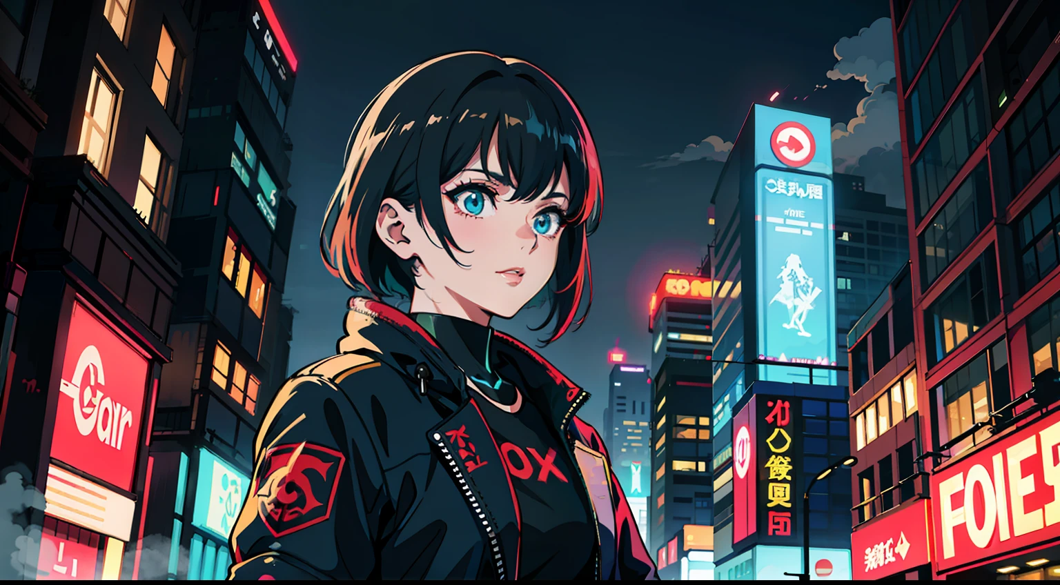 Amidst the towering skyscrapers and dark alleyways of a cyberpunk metropolis, a captivating girl anime design emerges as a rebellious icon against the gritty urban backdrop. The background is a chaotic fusion of neon lights, steam vents, and futuristic advertisements, creating an atmosphere of dystopian energy. The girl anime design embodies the attributes of fierce determination, cybernetic enhancements, vibrant hair colors, futuristic fashion, and a robotic companion. The camera lens used is a telephoto lens, capturing the design with precision and isolating it from the bustling cyberpunk cityscape. The time of day is the perpetual night, illuminated by the flickering neon lights and artificial glow of the city. The photography style is gritty and atmospheric, combining elements of street photography and cyberpunk aesthetics. The realism level is high, presenting the girl anime design with intricate details and a realistic portrayal. The best type of lighting for the subject is a combination of vibrant neon lights and dramatic shadows, accentuating the design's cyberpunk characteristics.