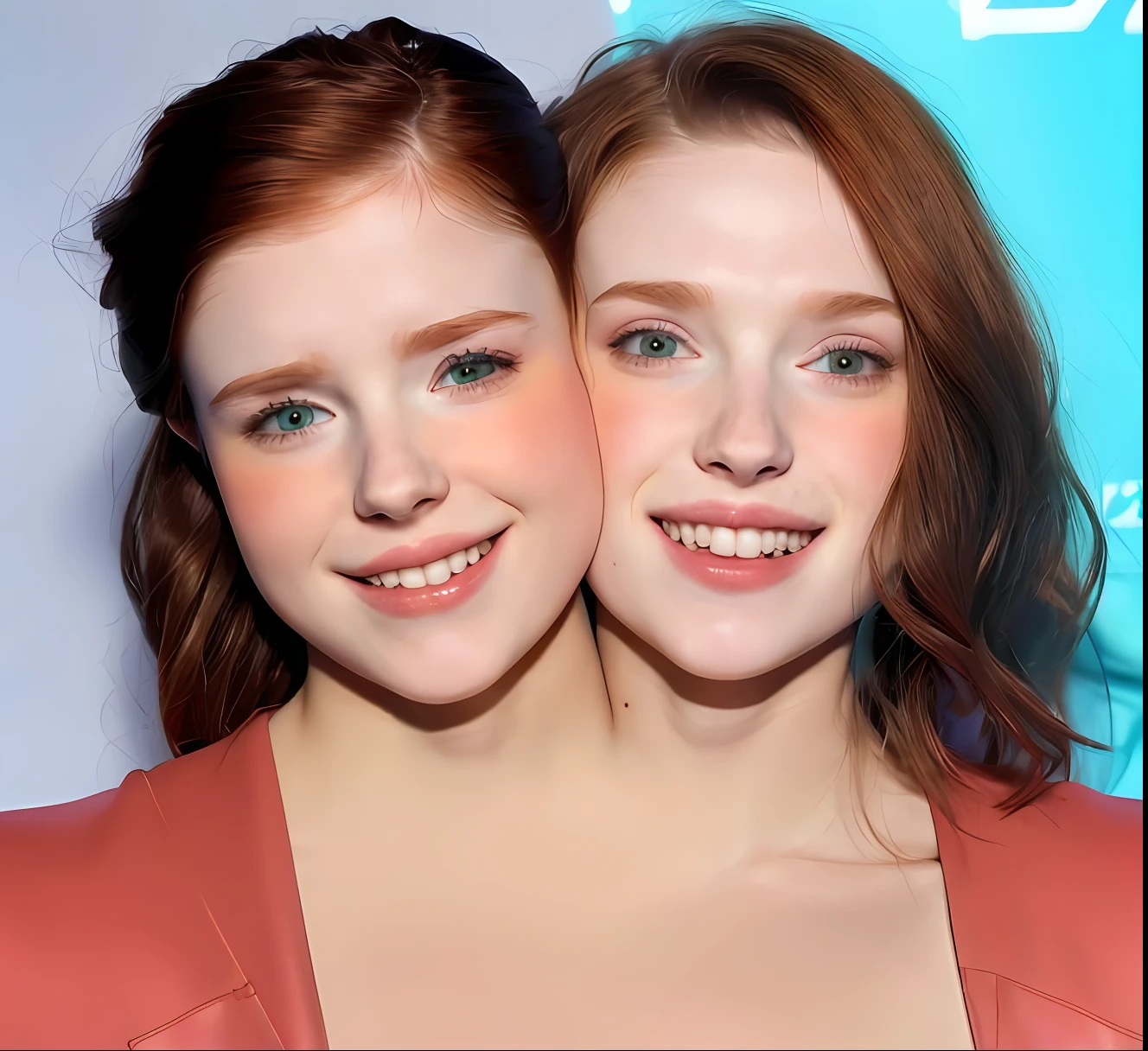2heads, two headed girl, (one torso:1.5), pale skin, Scottish redhead, teenager, white girls, different ages, (two heads on one body:1.4), (first head uncomfortable:1.5), (second head unhappy:1.5) conjoined twins, heads side by side, one torso, young, uncomfortable, barefoot