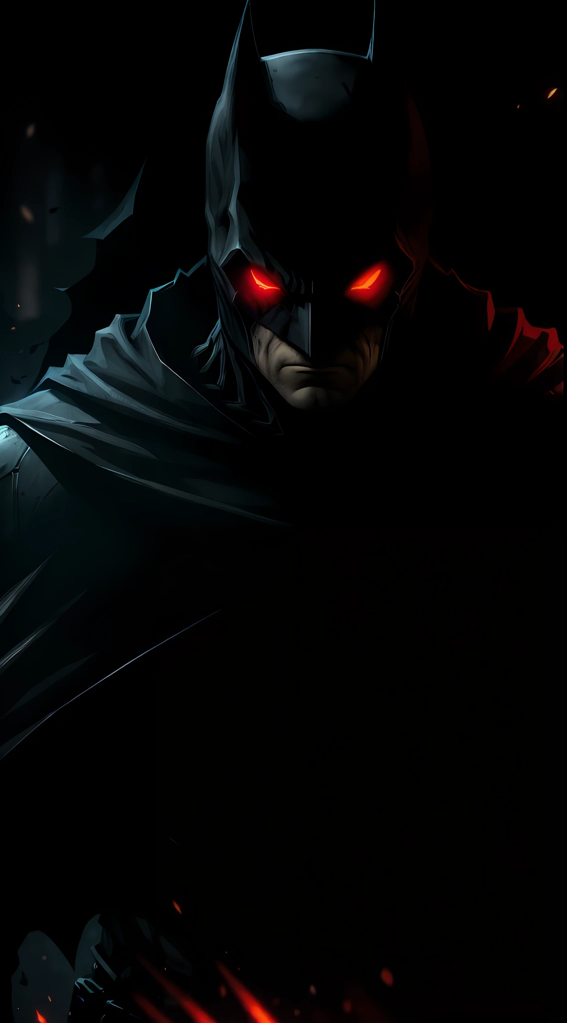 (dark shot: 1.1), epic realistic, Blood Batman in the dark with glowing eyes and glowing cape, soft cinematic light, Adobe Lightroom, darkroom, HDR, intricate, highly detailed, (depth of field: 1.4), hyper-detail (artstation: 1.4), cinematic, warm light, dramatic light (complex details: 1.1)