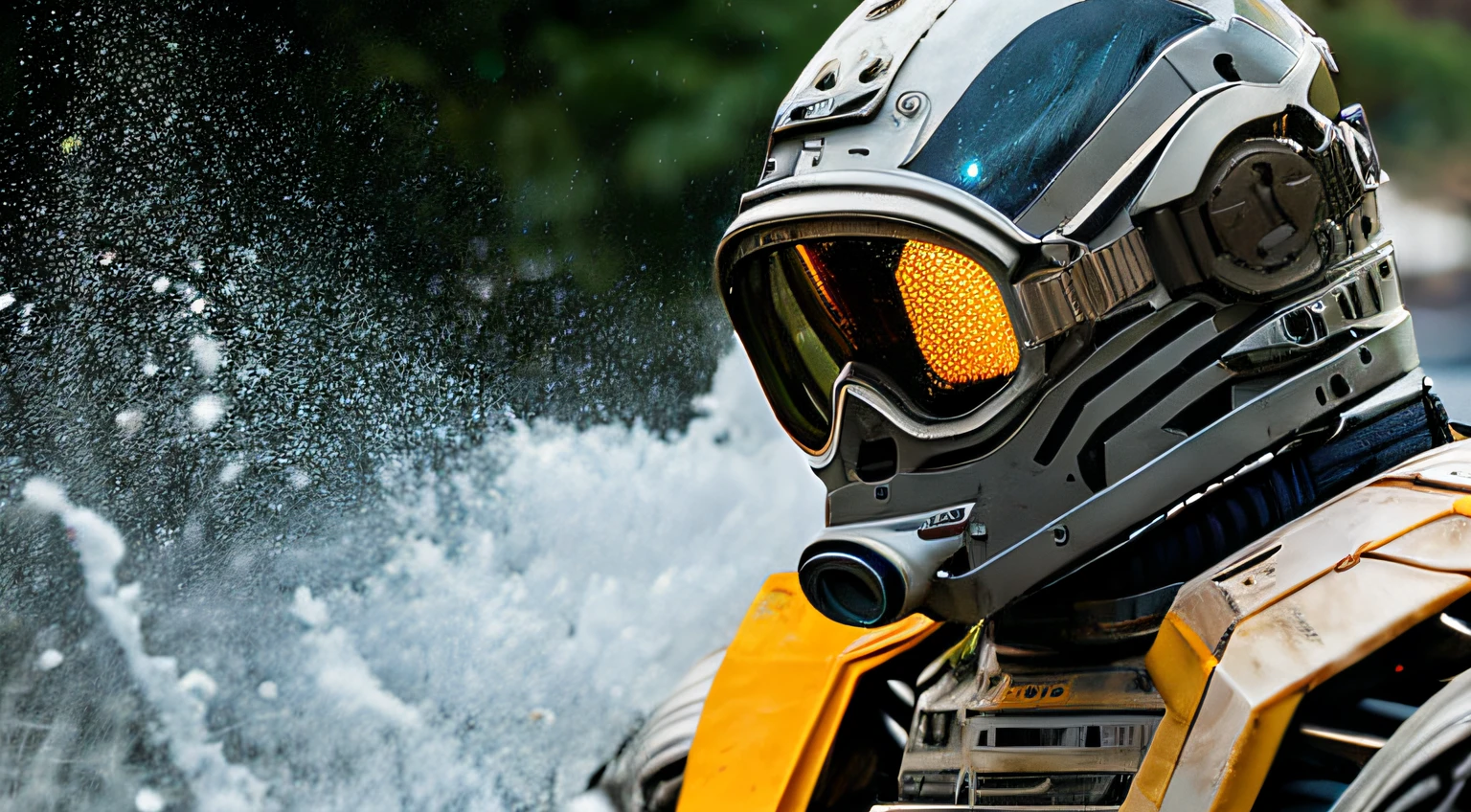 Portrait photo of transparent camouflage wearing mech suit，（（Light bokeh）），complicated，（（semi transparent）Liquid water [Rust]），elegantly，Clear focus，Photo by Greg Rutkowski，subdued lighting，Bright color，nmasterpiece，（（Streets） )), Detailed tiger，Future Tiger Warrior
