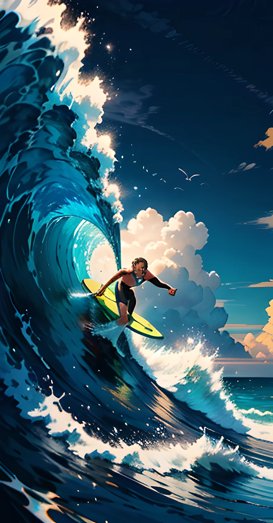 there is a bottle with a surfer inside of it, photo manipulation, photo - manipulation, creative photo manipulation, photomanipulation, surfing, inspired by Storm Thorgerson, water manipulation photoshop, cover of surfer magazine, surreal object photography, in style of cyril rolando, compositing, surreal composition, water art manipulation