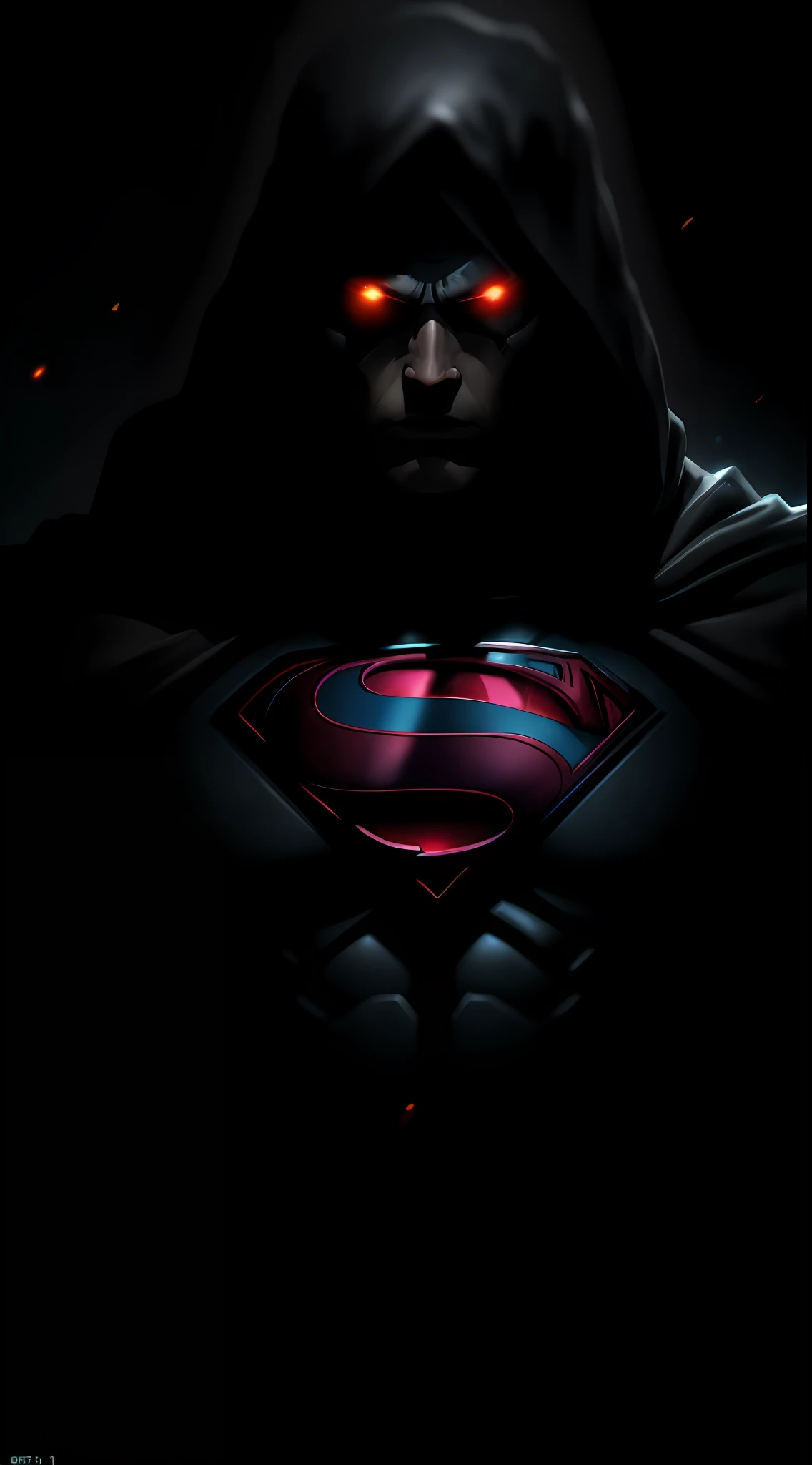 (dark shot: 1.1), epic realistic, God Cyborg Superman in the dark with glowing eyes and glowing cape, soft cinematic light, Adobe Lightroom, darkroom, HDR, intricate, highly detailed, (depth of field: 1.4), hyper-detail (artstation: 1.4), cinematic, warm light, dramatic light (complex details: 1.1)