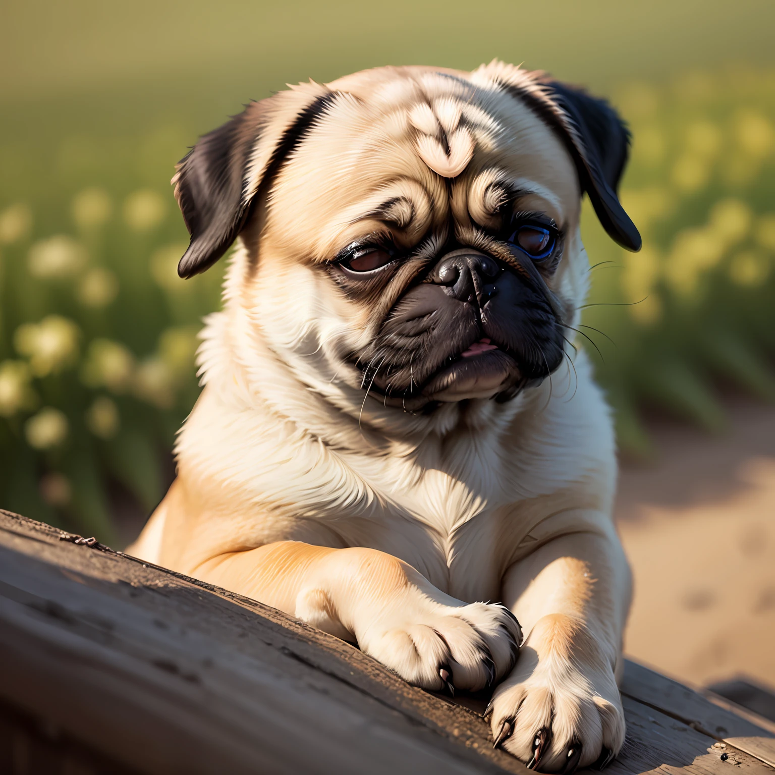 Pug with closed eyes
