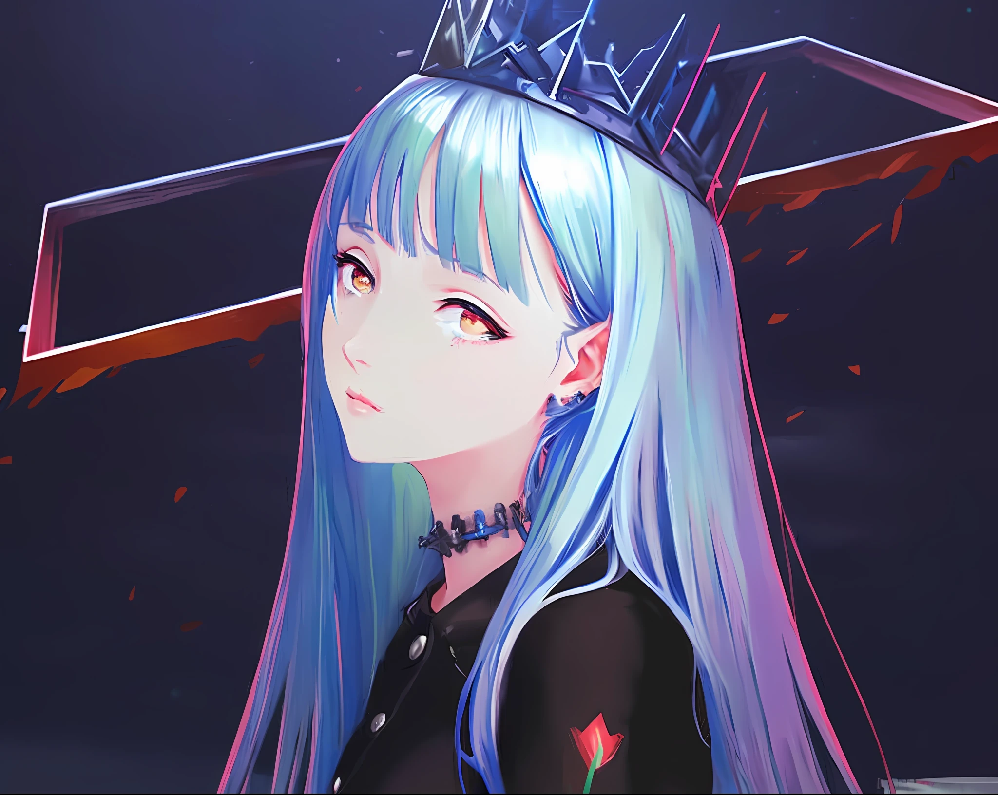 Garota anime com cabelo azul longo usando uma coroa e um top preto, night core, Melhor Anime 4K Konachan Wallpaper, Anime Art Wallpaper 8K, anime com cabelo martelo, ((uma bela imperatriz fantasia)), Anime Art Wallpaper 4K, Anime Art Wallpaper 4K, arte de anime realista, Arte no estilo de Guweiz, arte digital estilo anime