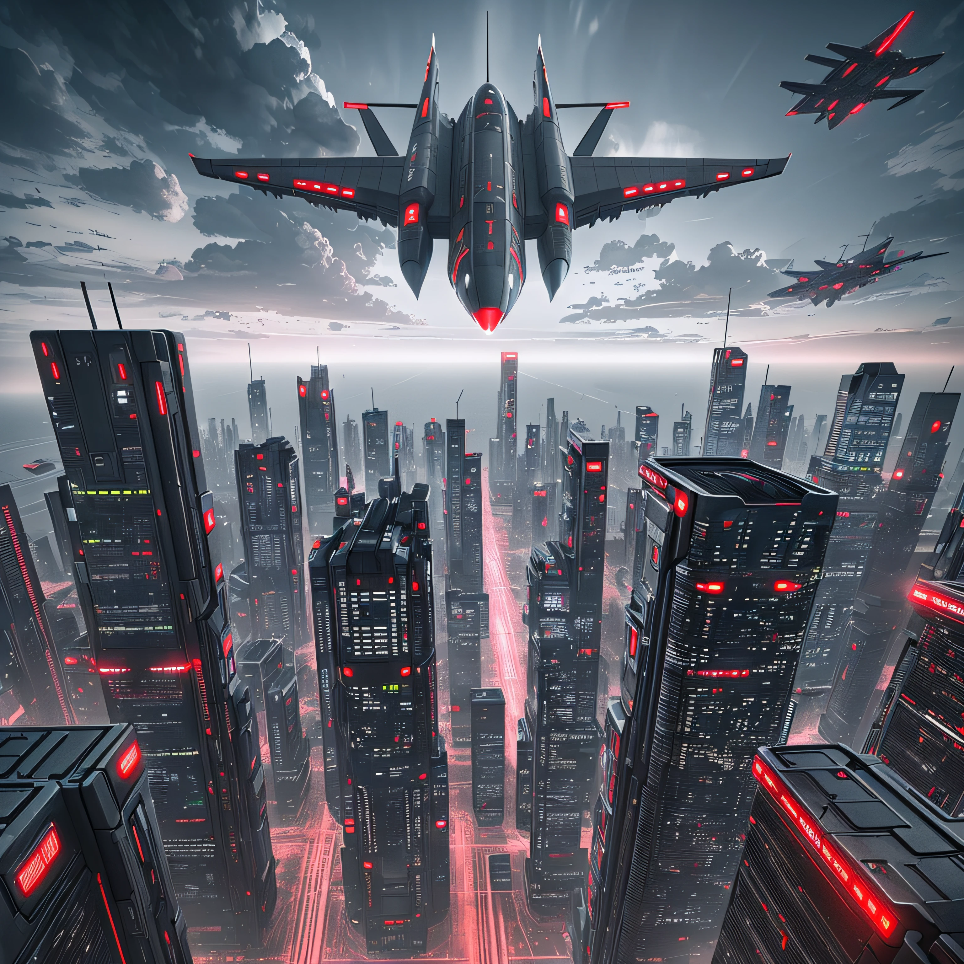 rafale aircraft cyberpunk style in the future --auto