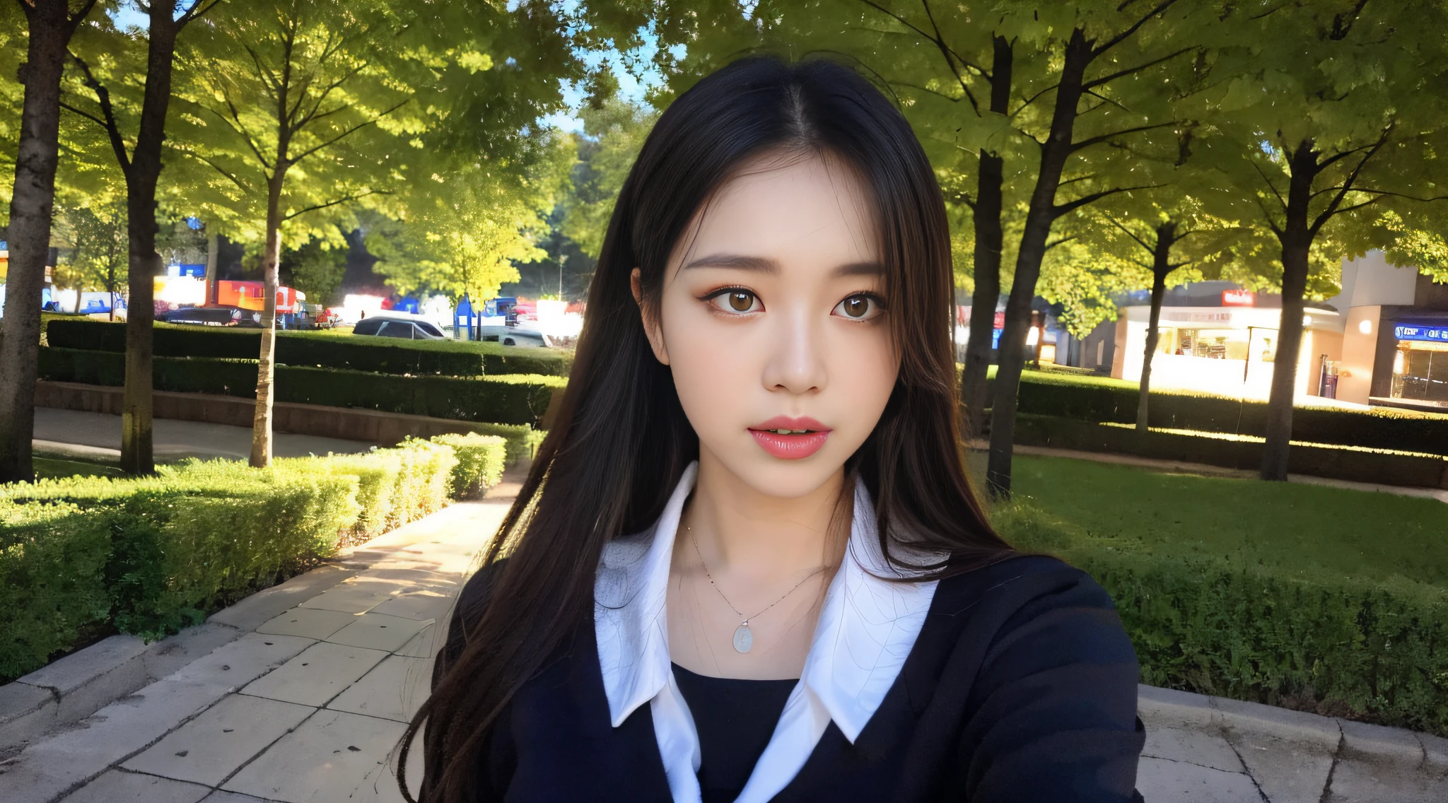 (8k, RAW photo, top quality, masterpiece: 1.2), super detail, super resolution, (real, real photo: 1.37), portrait, high resolution RAW color photo, professional photo, (very beautiful and detailed night tree-lined avenue 1:1.37), (moon is beautiful night)), full moon, very detailed and beautiful, super high image quality, schoolgirl in sailor suit, detailed uniform, each with its own characteristics, different face patterns, Various hairstyles, brown hair fluttering in the night breeze, sexy with swaying hair, very detailed beautiful girl, (pink eye shadow), red tie, puffing face, pouting, puffing face, puffing up face, looking at me with puffy face, burikko, buriko pose