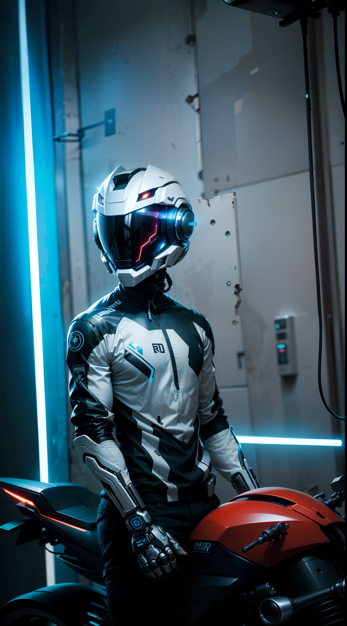 Strong and handsome full-body black mech, short-haired cyber-handsome warrior,Gray cyberpunk mech,High-tech black full enveloping helmet,white short hair,Nousr, Biomechanics, MSHN Robot Man,High-tech helmet,hyperrealitic, Steel, Complex design, crazy detail, finely detailled, Extremely clear lines, cinematic lighting, photo realistic, A Detailed Masterpiece