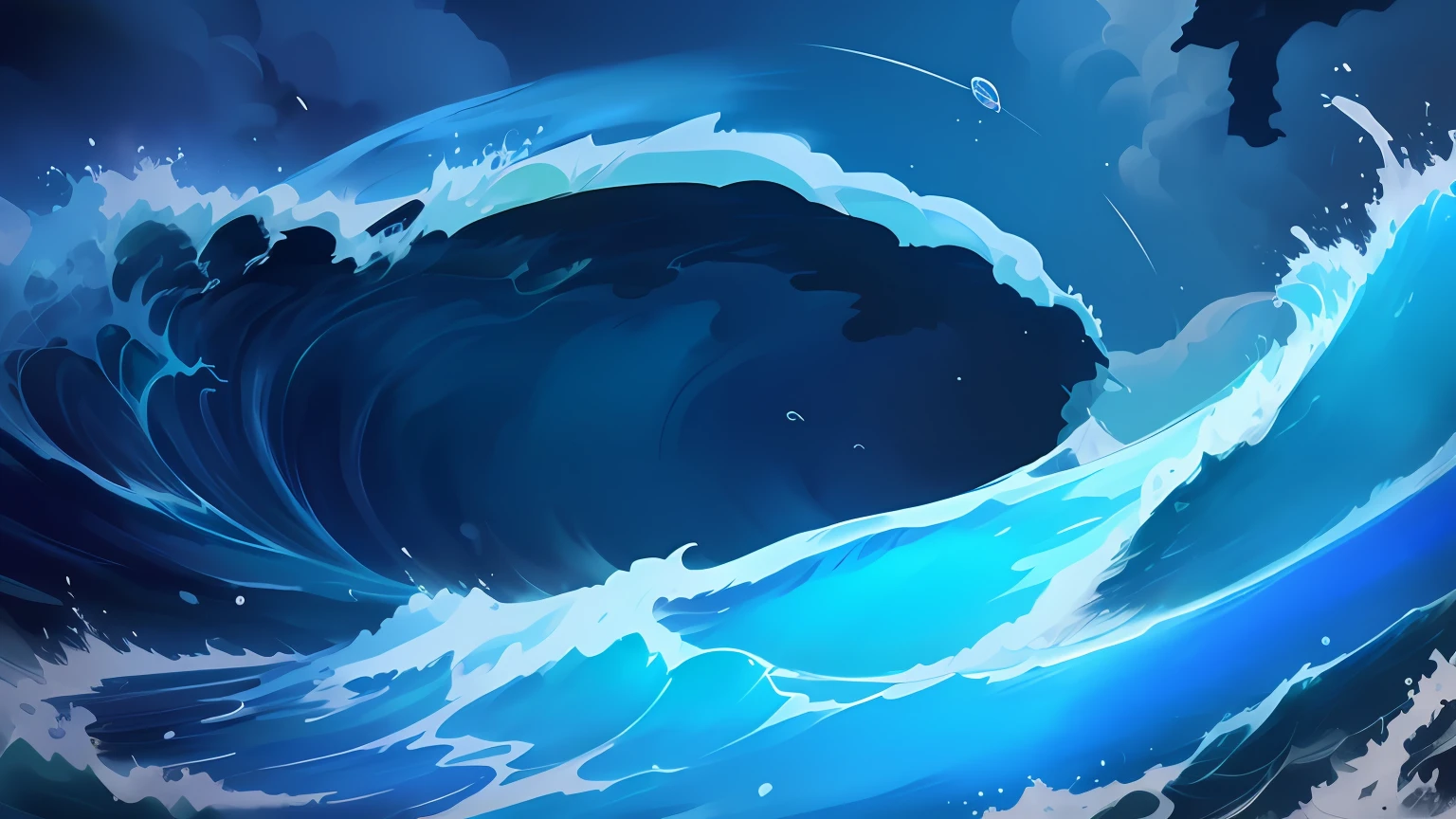There was a big wave coming out of the ocean,The background is the sky, arte de fundo, sketch of an ocean in ms paint, background artwork, Detailed digital painting, vast seas, ocean swells, Detailed sea, ocean swells, wild ocean background, azure waves of water, Splash Art, deviantart eka's portal, painted in high resolution, middle of the ocean