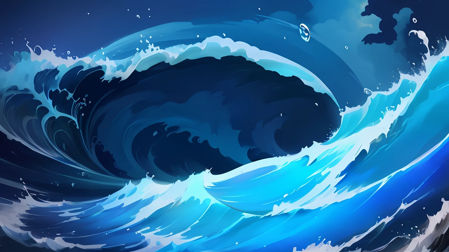 There was a big wave coming out of the ocean，The background is the sky, arte de fundo, sketch of an ocean in ms paint, background artwork, Detailed digital painting, vast seas, ocean swells, Detailed sea, ocean swells, wild ocean background, azure waves of water, Splash Art, deviantart eka's portal, painted in high resolution, middle of the ocean