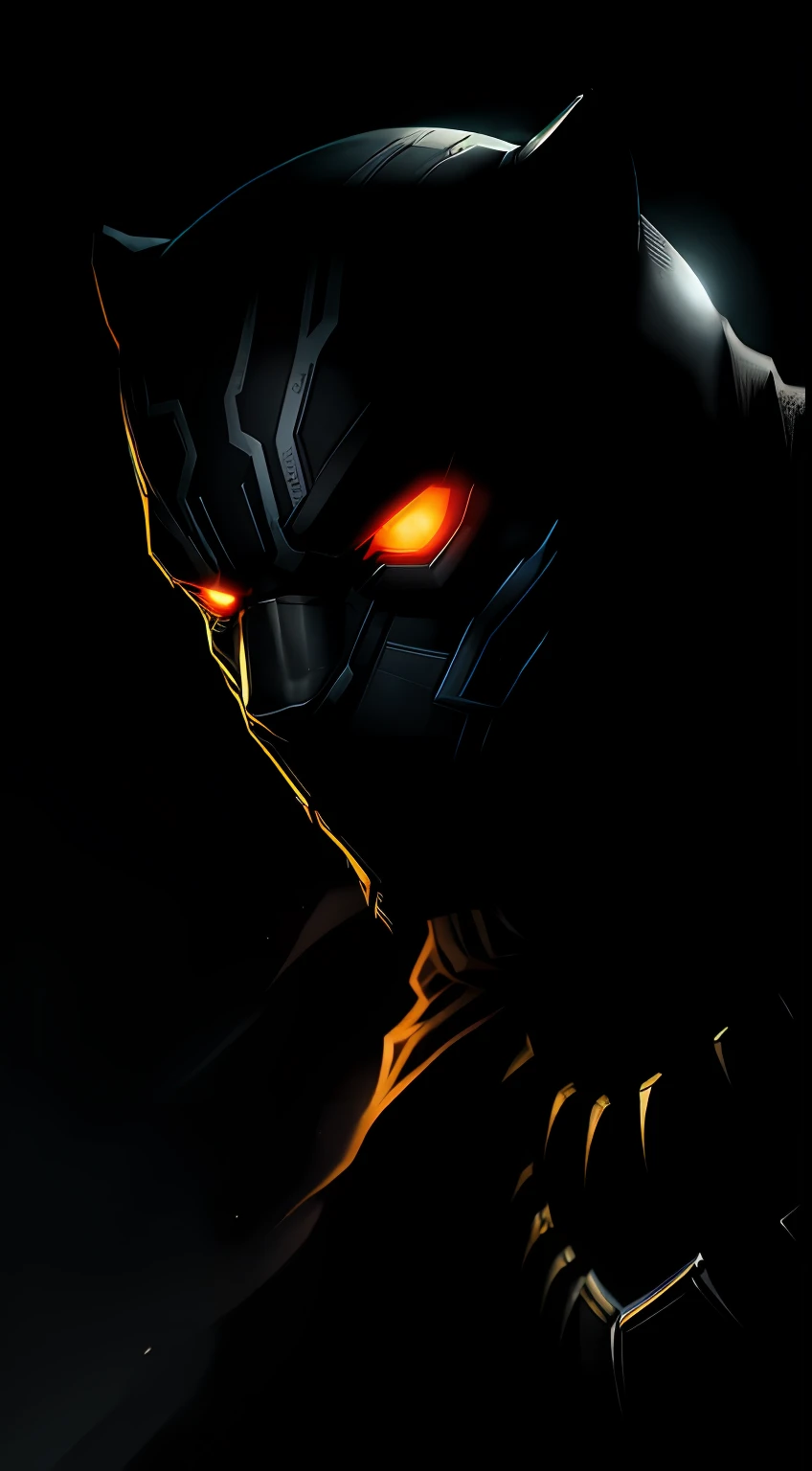 (dark shot: 1.1), epic realistic, Black Panther in the dark with glowing eyes and glowing cape, soft cinematic light, Adobe Lightroom, darkroom, HDR, intricate, highly detailed, (depth of field: 1.4), hyper-detail (artstation: 1.4), cinematic, warm light, dramatic light (complex details: 1.1)