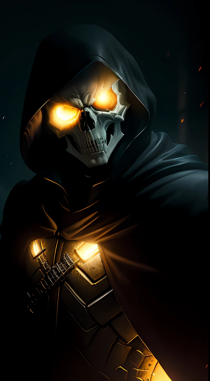 (dark shot: 1.1), epic realistic, Ghost Rider in the dark with glowing eyes and glowing cape, soft cinematic light, Adobe Lightroom, darkroom, HDR, intricate, highly detailed, (depth of field: 1.4), hyper-detail (artstation: 1.4), cinematic, warm light, dramatic light (complex details: 1.1)
