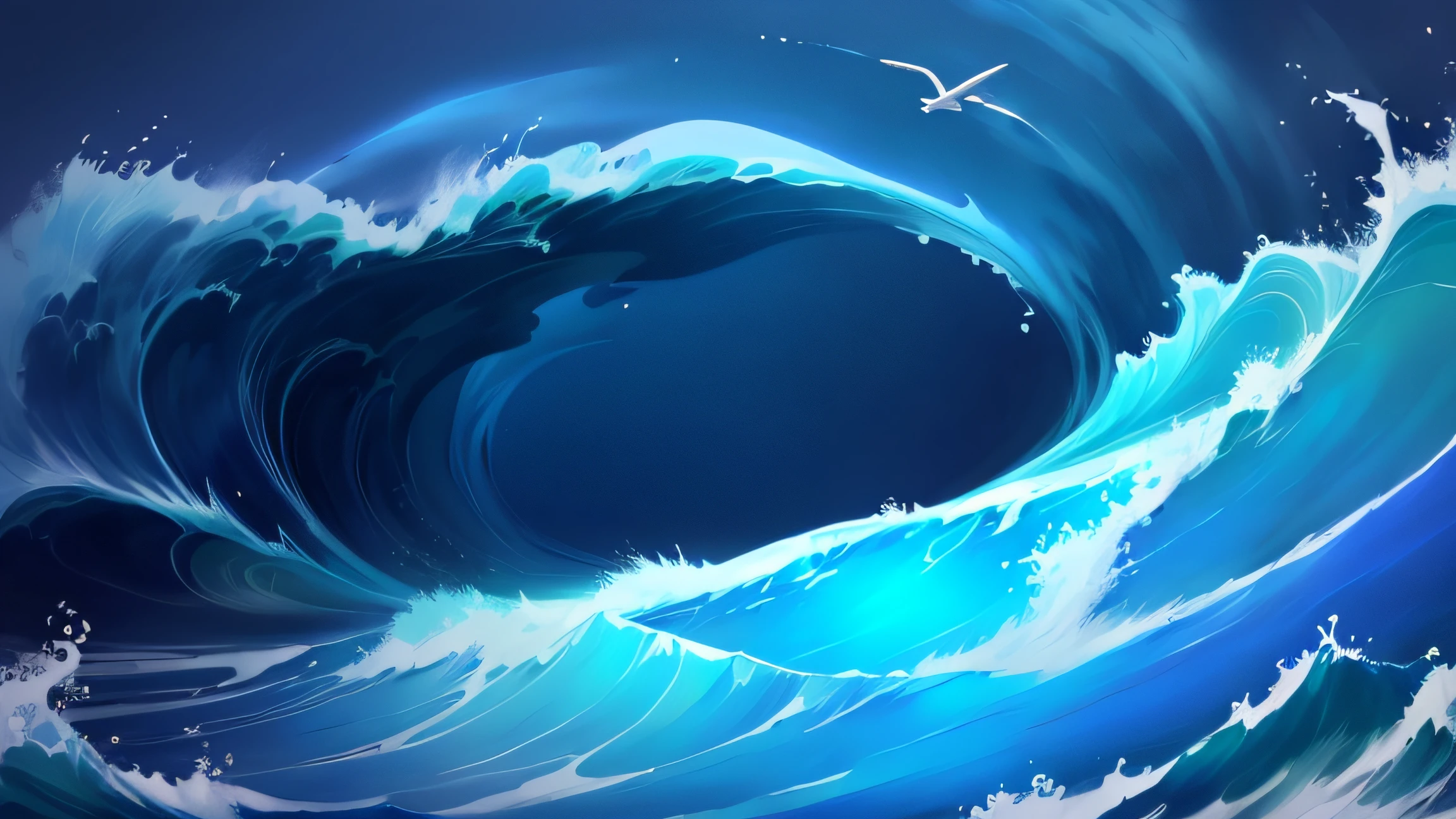 There was a big wave coming out of the ocean,The background is the sky, arte de fundo, sketch of an ocean in ms paint, background artwork, Detailed digital painting, vast seas, ocean swells, Detailed sea, ocean swells, wild ocean background, azure waves of water, Splash Art, deviantart eka's portal, painted in high resolution, middle of the ocean