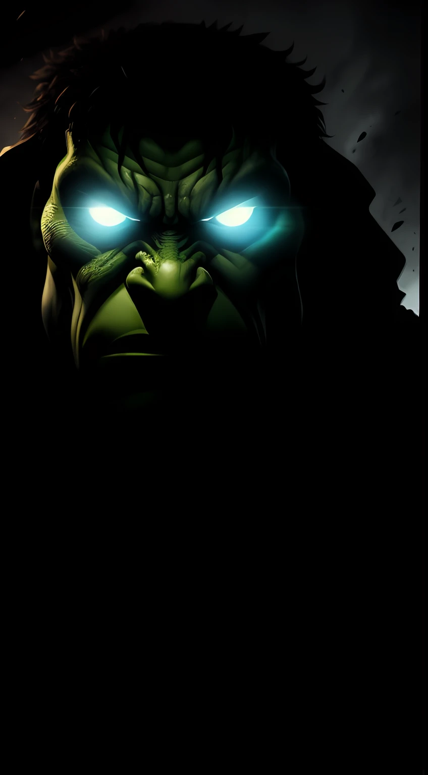 (dark shot: 1.1), epic realistic, Hulk in the dark with glowing eyes and glowing cape, soft cinematic light, Adobe Lightroom, darkroom, HDR, intricate, highly detailed, (depth of field: 1.4), hyper-detail (artstation: 1.4), cinematic, warm light, dramatic light (complex details: 1.1)