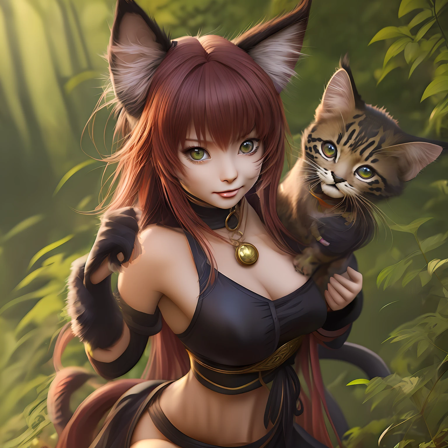 charicature、Black leopard、8k high quality detailed art, Detailed Digital Anime Art,3d unreal engine、only girl、１６age、Pretty beautiful、smile on face、