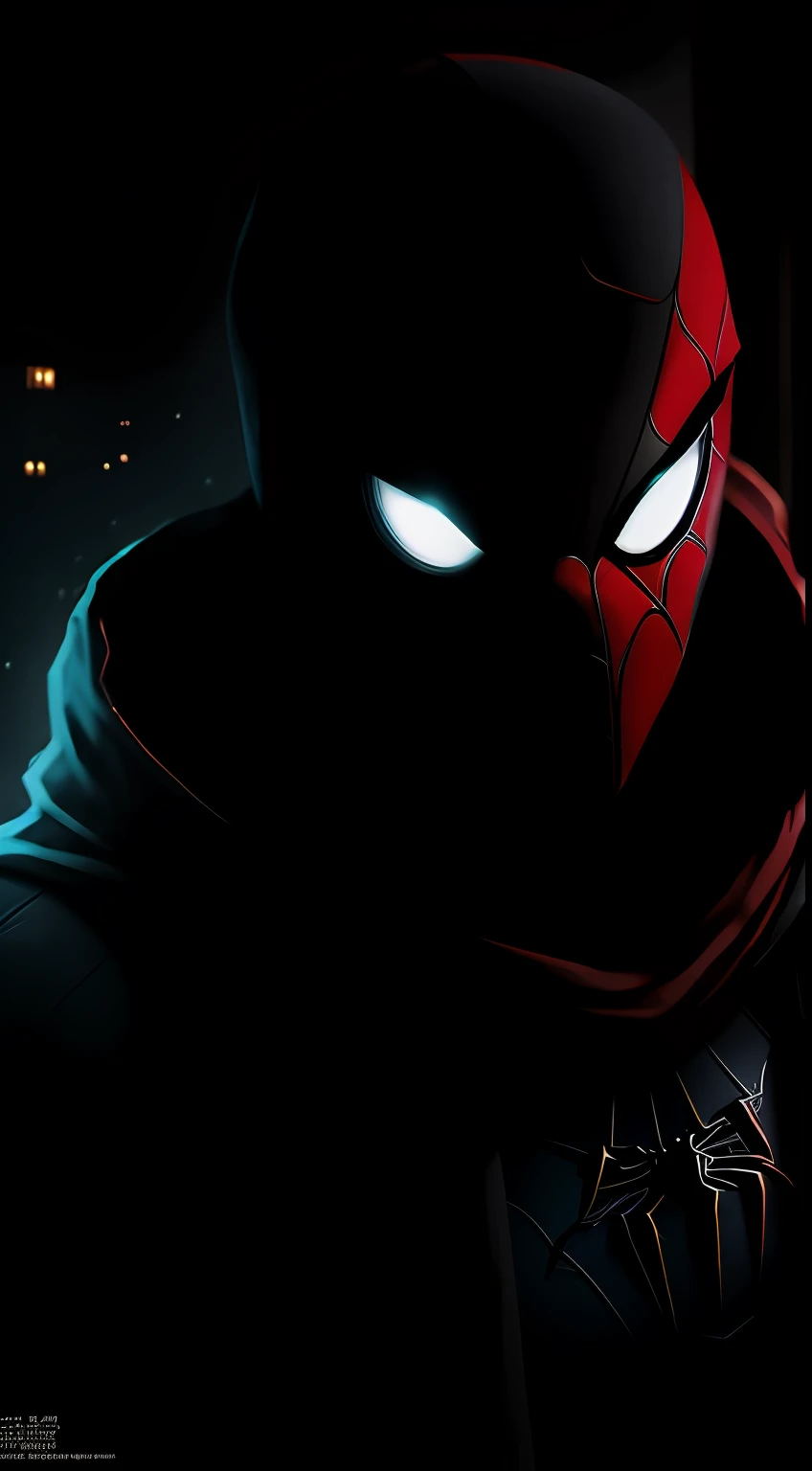 (dark shot: 1.1), epic realistic, Billionaire Peter Parker wears Spider-Armor in the dark with glowing eyes and glowing cape, soft cinematic light, Adobe Lightroom, darkroom, HDR, intricate, highly detailed, (depth of field: 1.4), hyper-detail (artstation: 1.4), cinematic, warm light, dramatic light (complex details: 1.1)