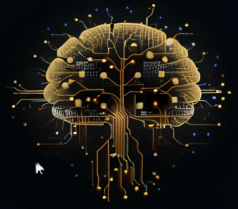 a computer brain with many electronic circuites and a mouse, strong artificial intelligence, neural machine, artificial intelligence, brain connected to computer, brain interface, artificial intelligence machine, neuromorphic chip, brain computer interface, neural networks, ai biodiversity, with ai theme, endless collaboration with ai, artificial intelligence logo, neural, electronic brain, neural network