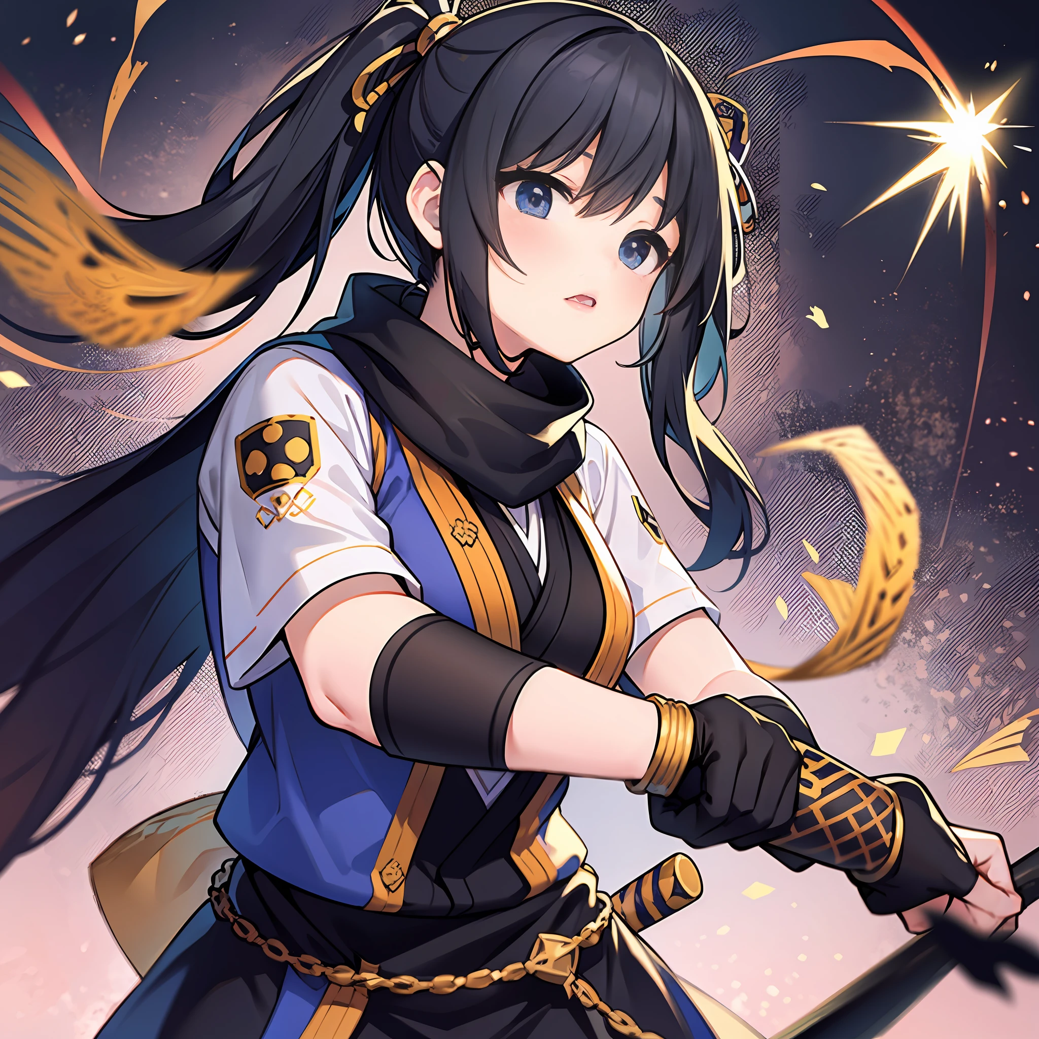Items: Ninja sword, shuriken, kunoichi outfit
Location: Hidden village or training grounds
State: Engaged in diligent training
Theme style: Action and mysterious world of ninjas