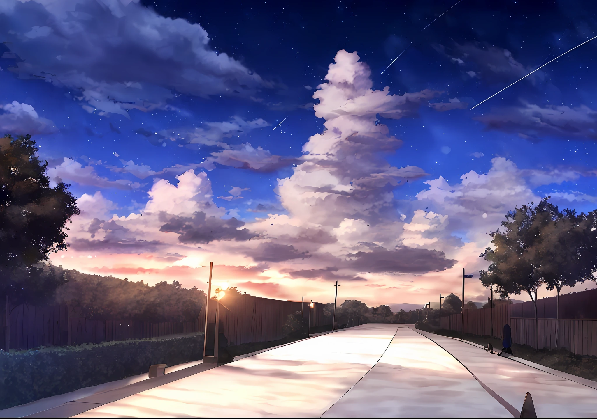 masterwork、best qulaity、The sky、outdoor、night、stars\(The sky\)、Residential area、Picture of family playing