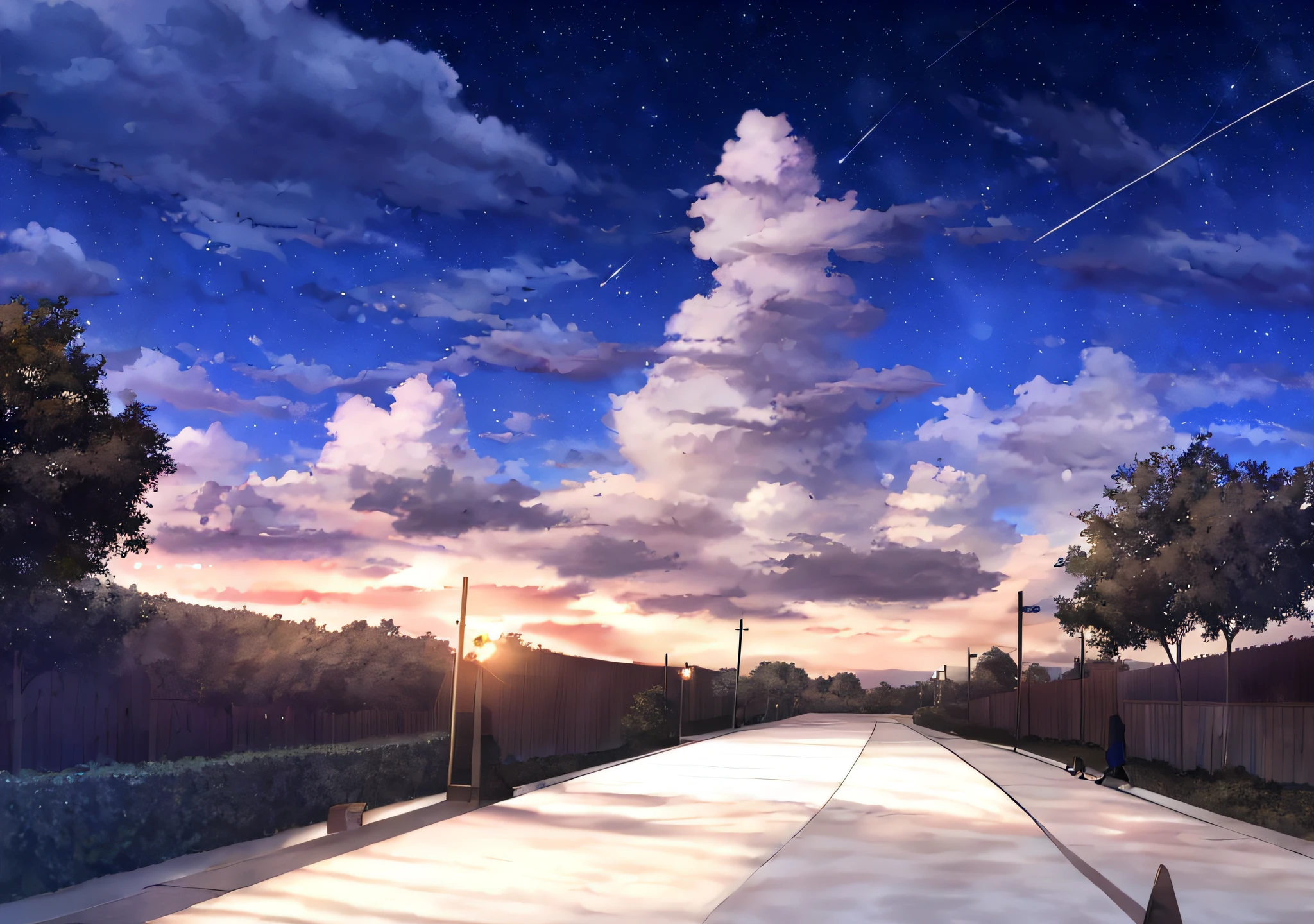 masterwork、best qulaity、The sky、outdoor、night、stars\(The sky\)、Residential area、Picture of family playing