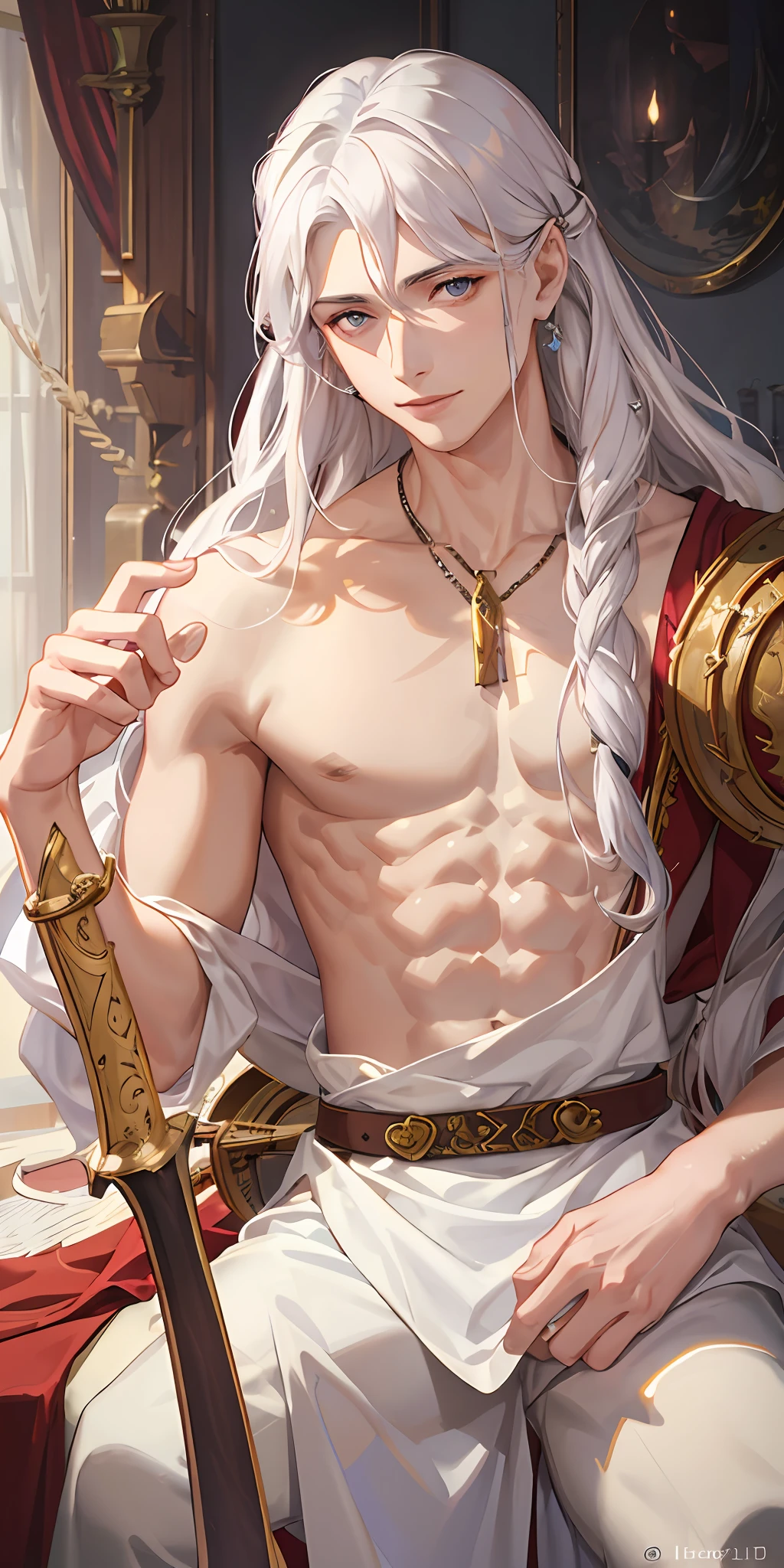 Fogrim,male pubic hair,whitehair,figure,Purple Warframe,Rome